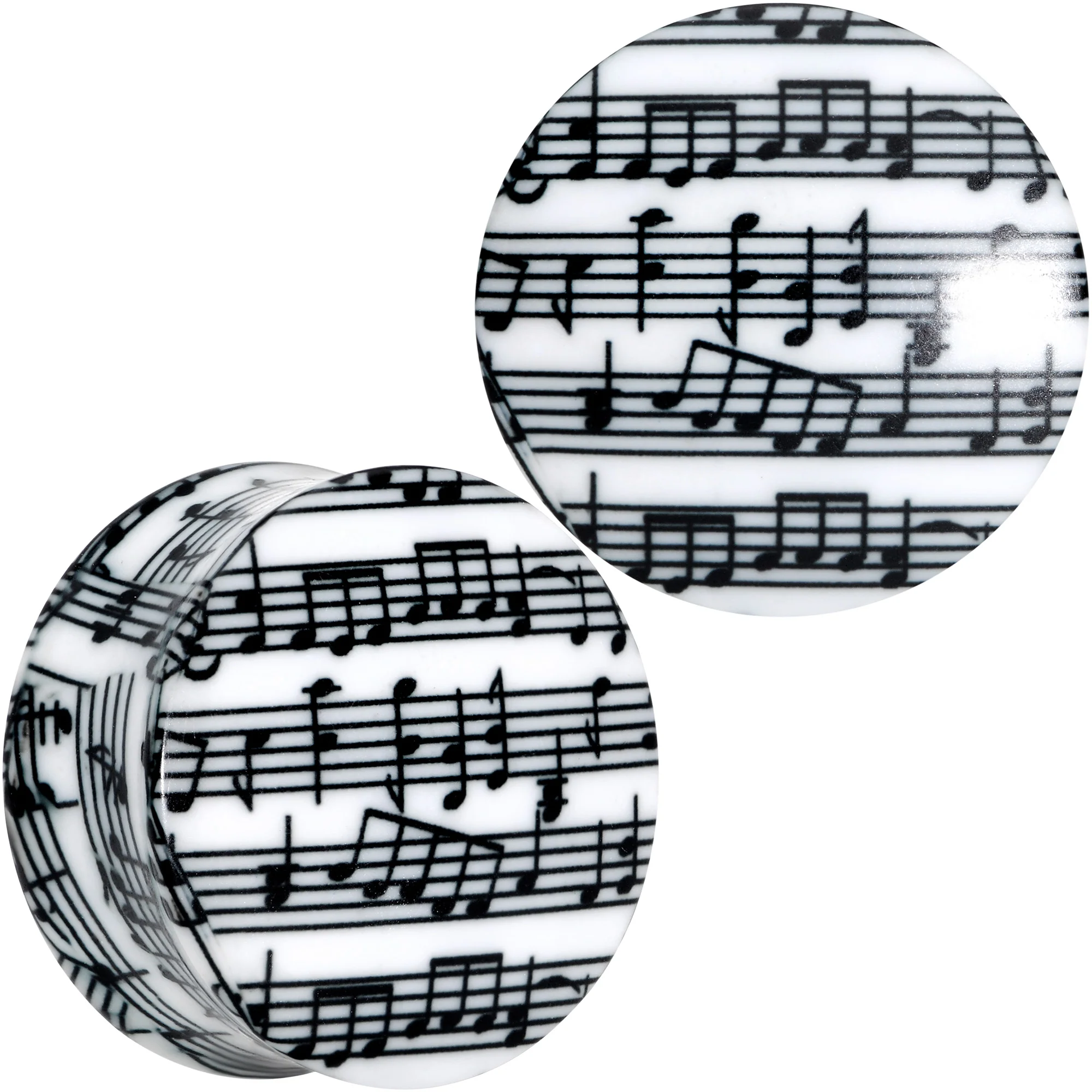Black White Acrylic Music Notes Double Flare Plug Set - Image 17