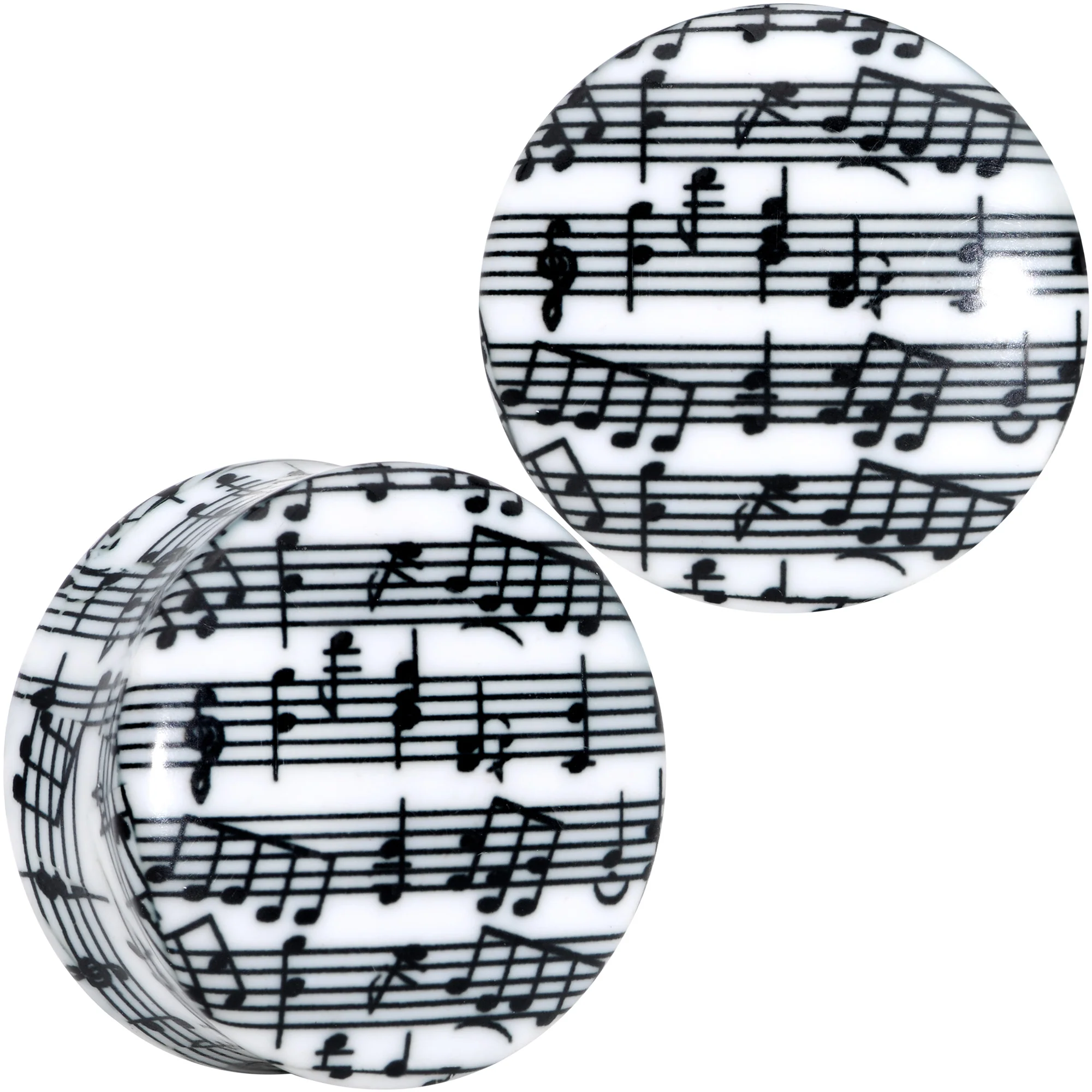 Black White Acrylic Music Notes Double Flare Plug Set - Image 18