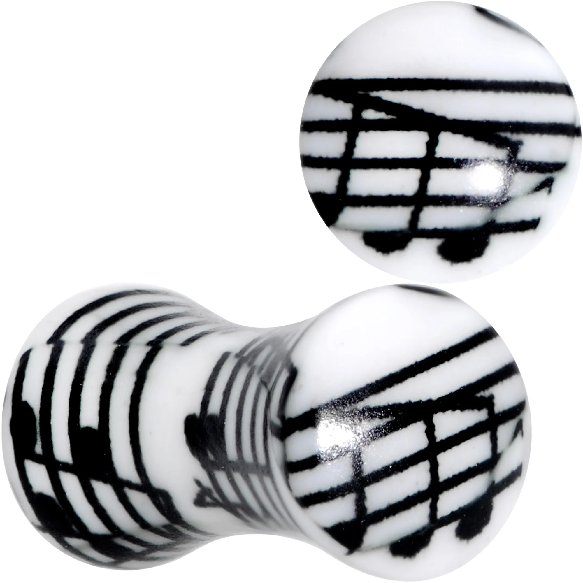 Black White Acrylic Music Notes Double Flare Plug Set - Image 8