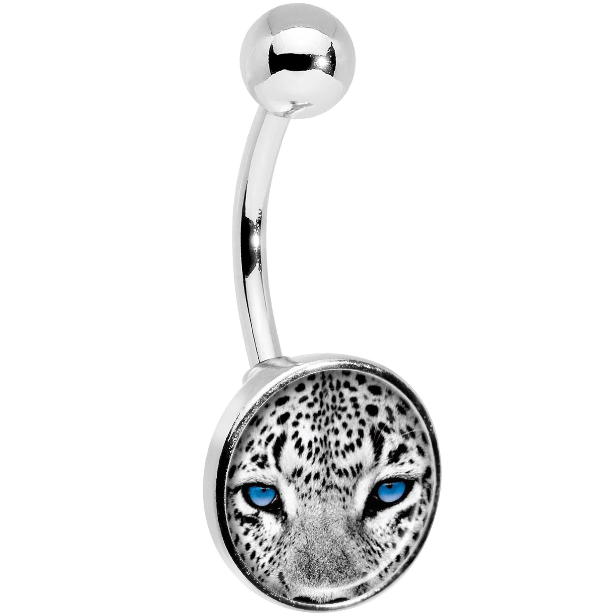 Black White Leopard Eyes Belly Ring - Image 3