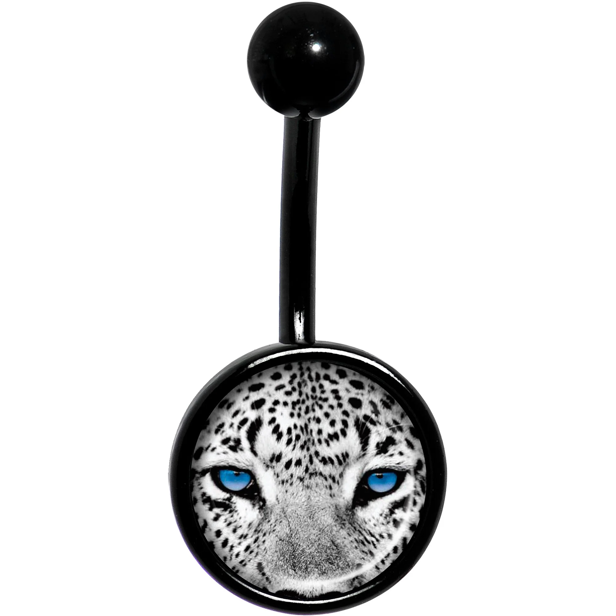 Black White Leopard Eyes Black Belly Ring - Image 2