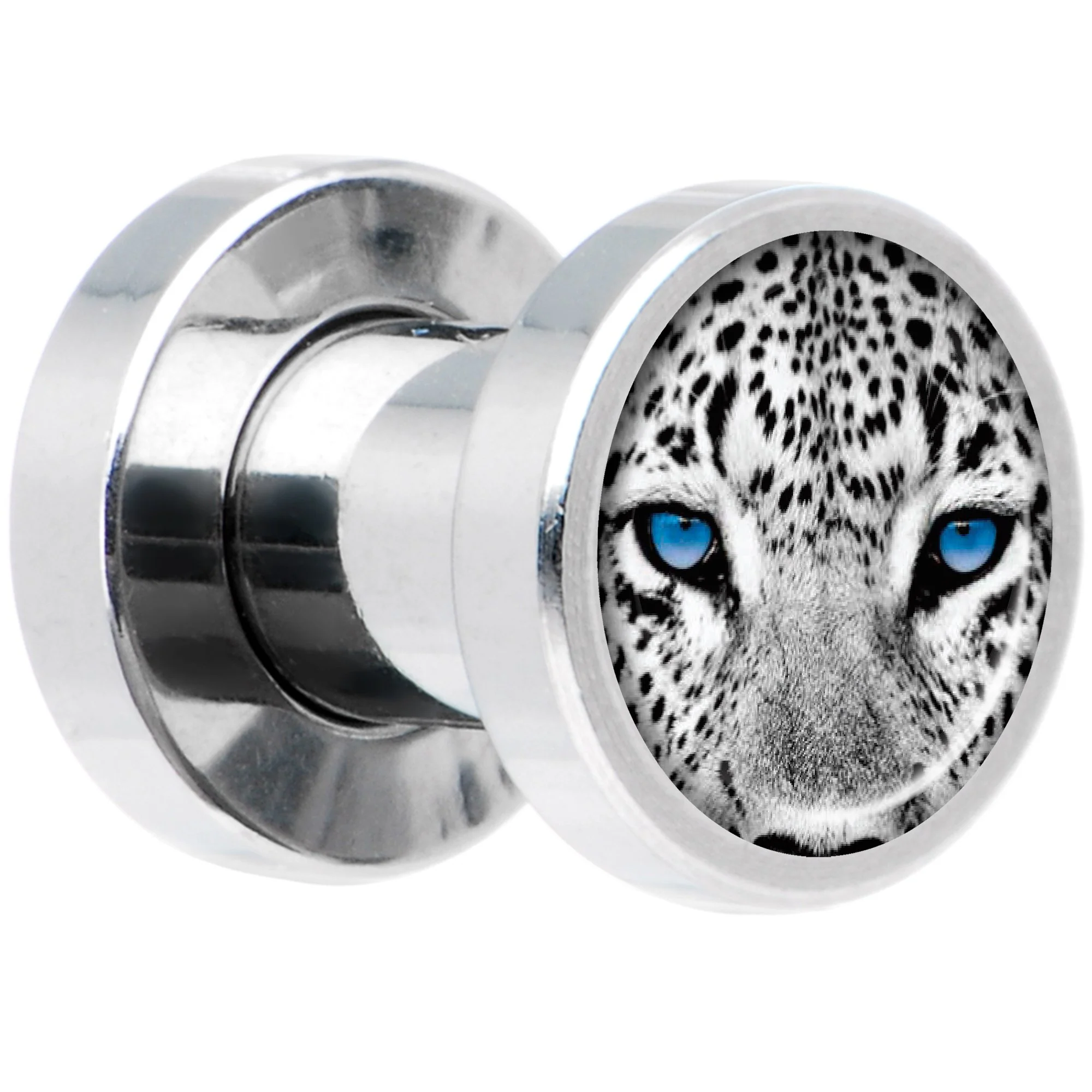 Black White Leopard Eyes Steel Screw Fit Plug Set 4G - Image 2