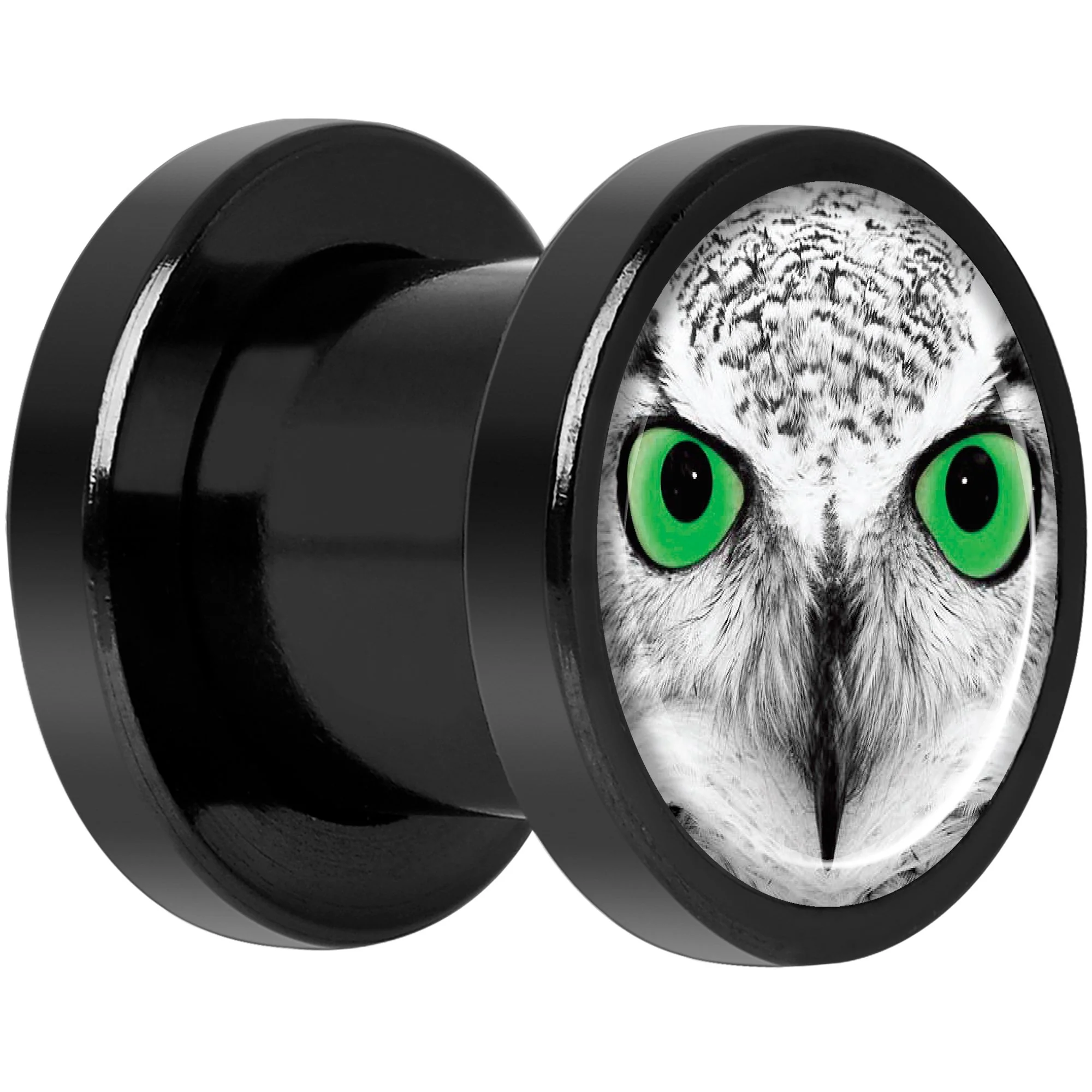 Black White Owl Black Anodized Screw Fit Plug Set 0G - Image 2