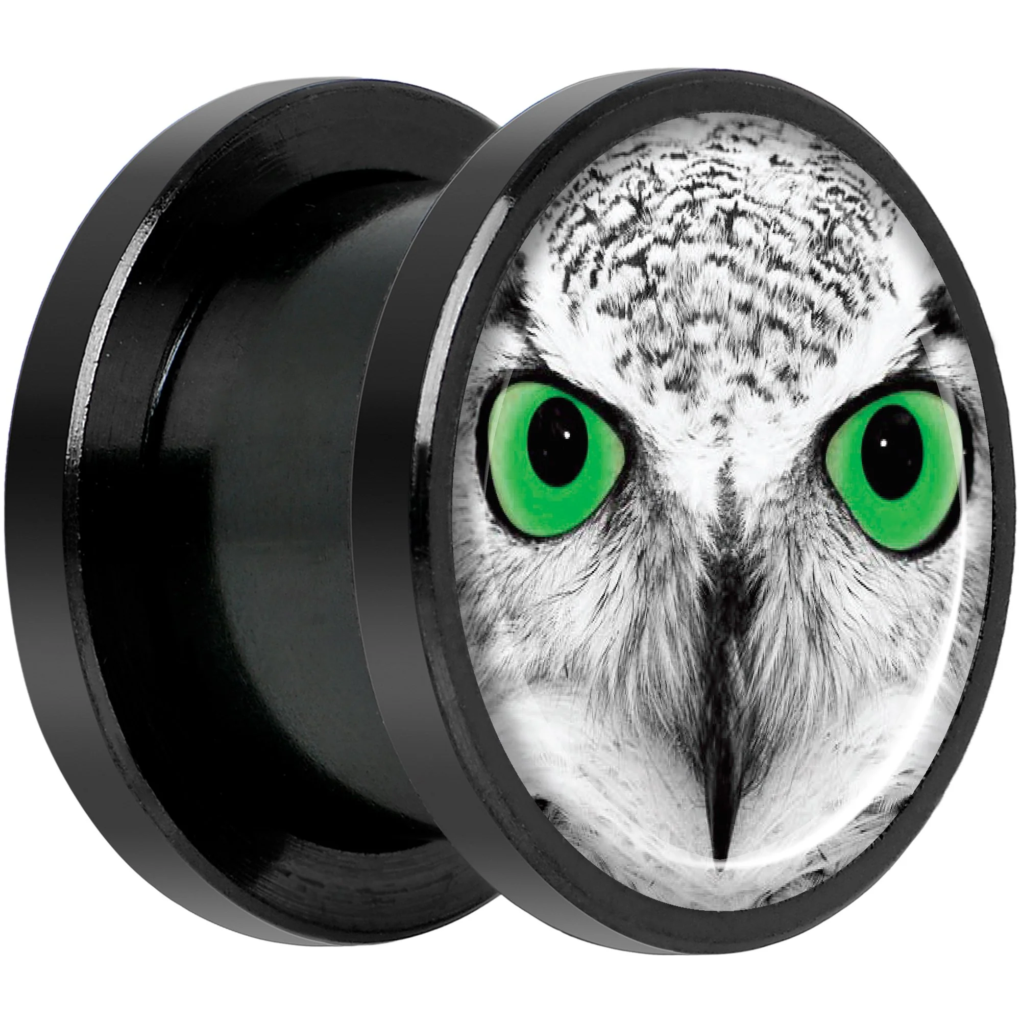 Black White Owl Black Anodized Screw Fit Plug Set 1/2 - Image 2