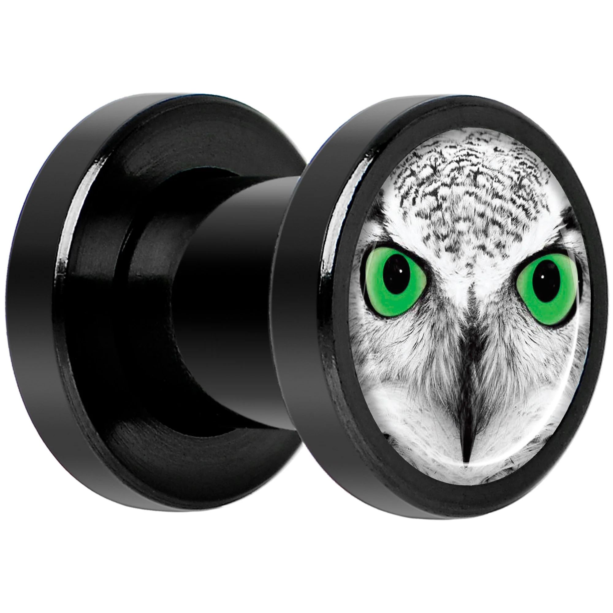 Black White Owl Black Anodized Screw Fit Plug Set 2G - Image 2