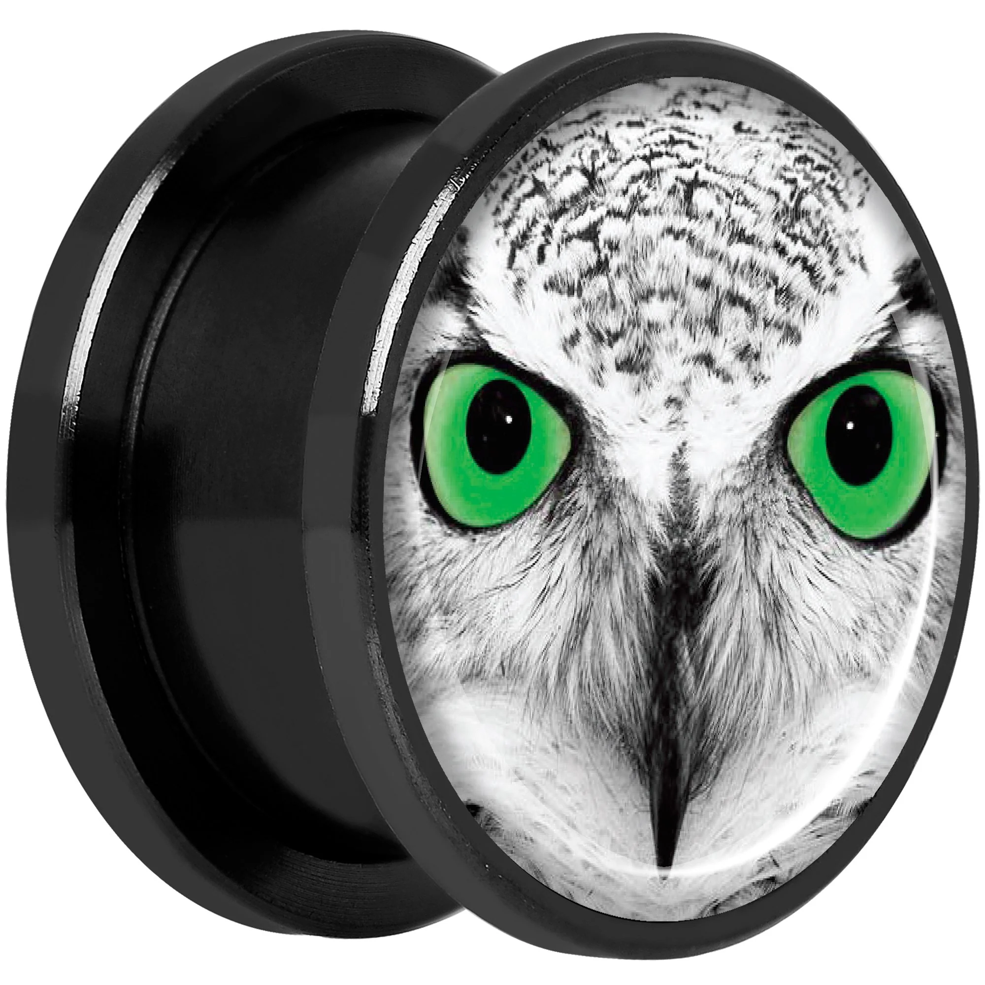 Black White Owl Black Anodized Screw Fit Plug Set 5/8 - Image 2