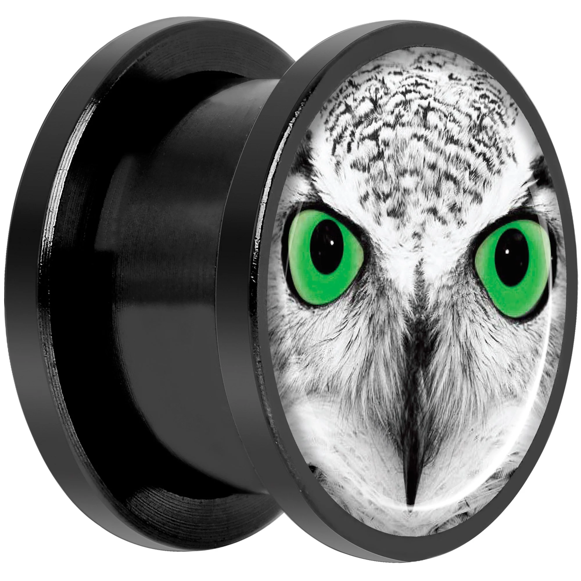 Black White Owl Black Anodized Screw Fit Plug Set 9/16 - Image 2