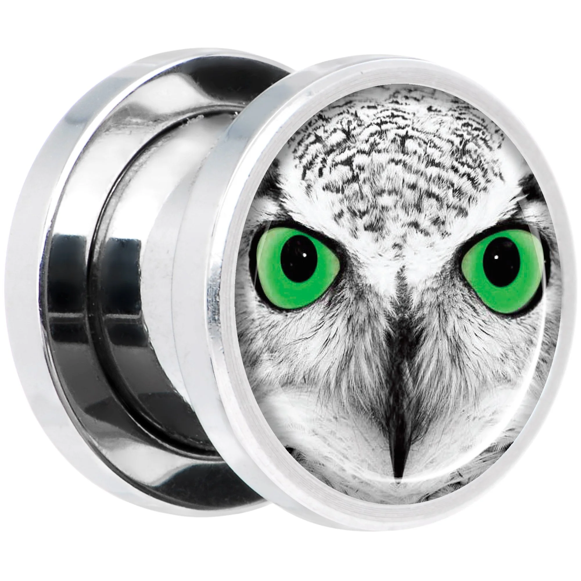 Black White Owl Steel Screw Fit Plug Set 00G - Image 2