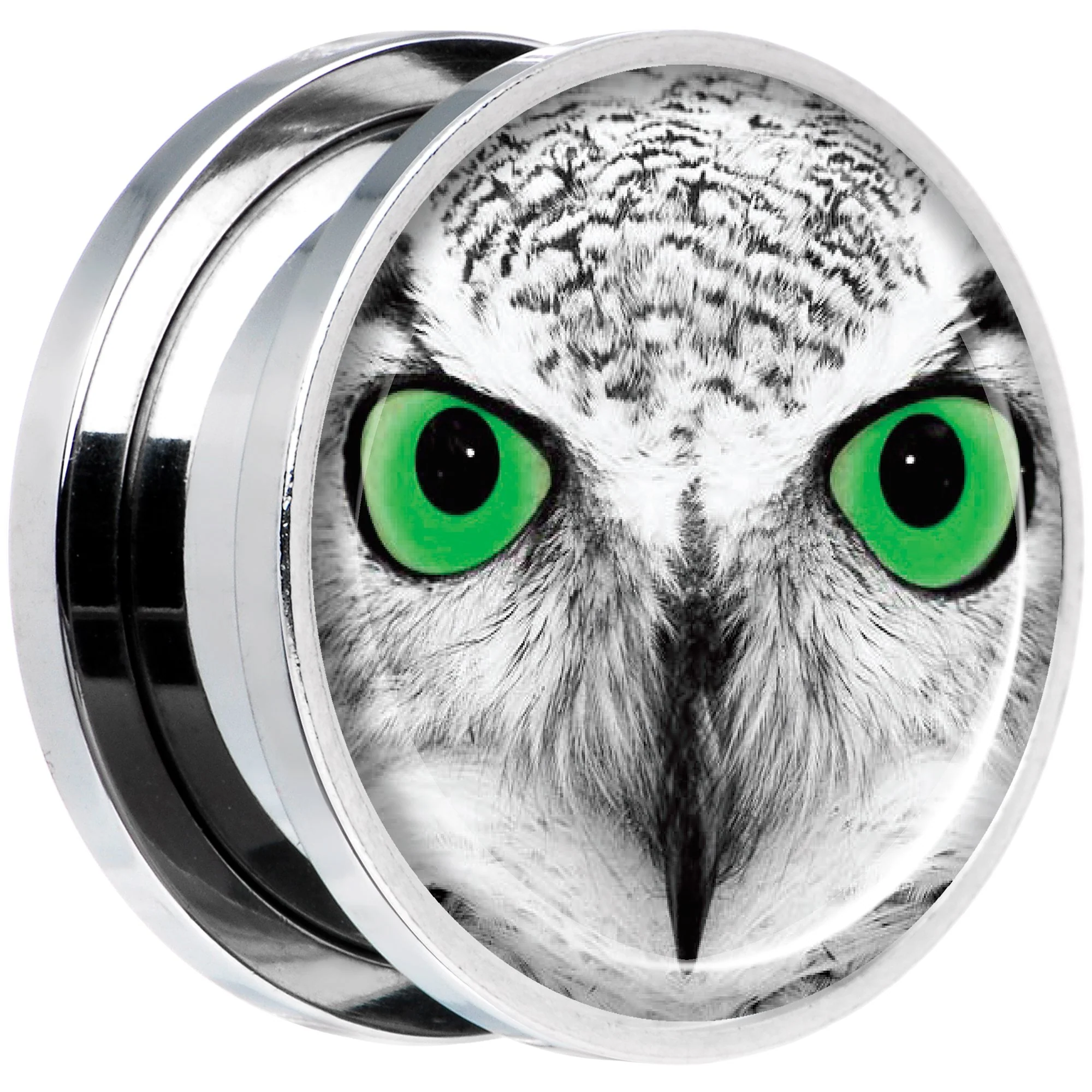 Black White Owl Steel Screw Fit Plug Set 18mm - Image 2