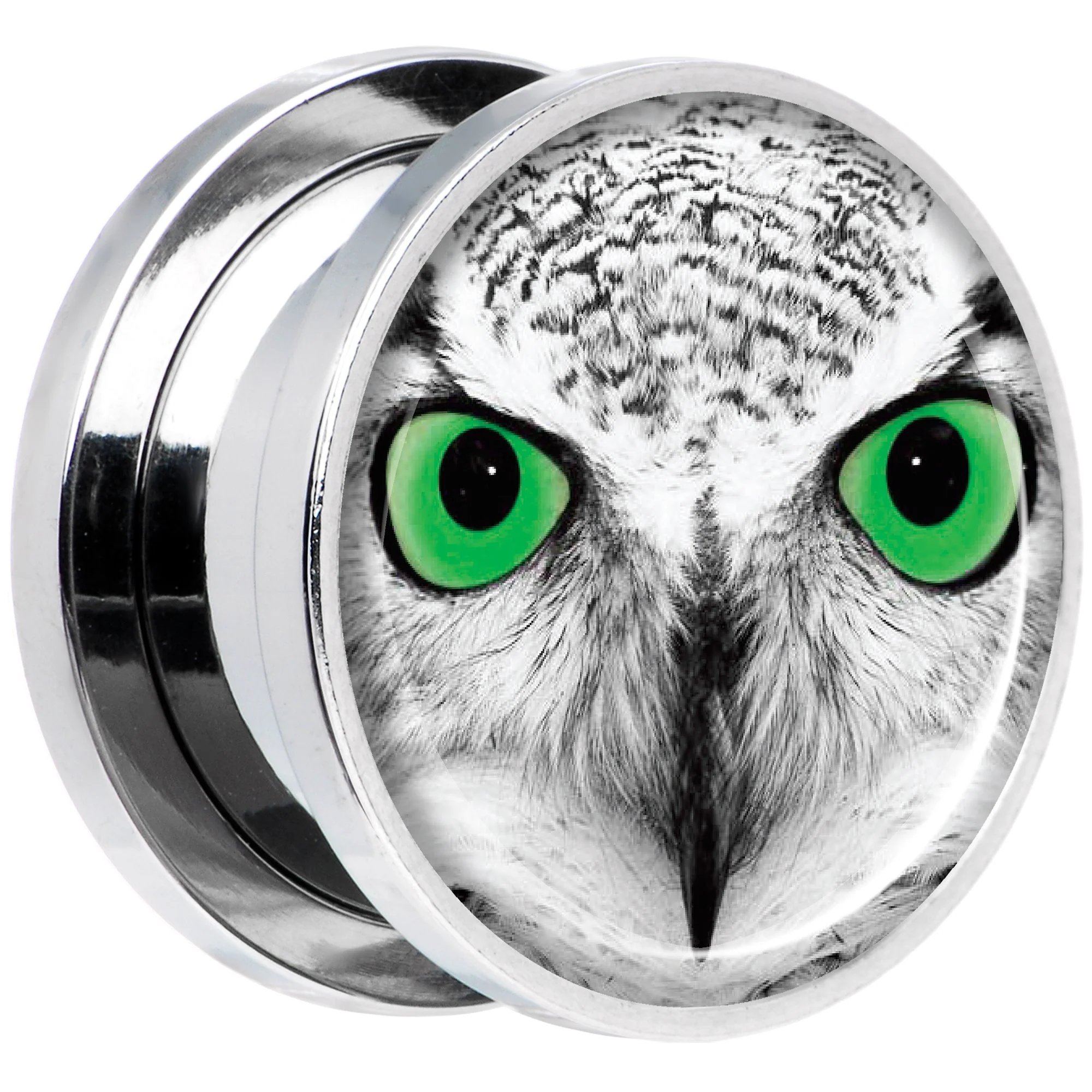 Black White Owl Steel Screw Fit Plug Set 5/8 - Image 2
