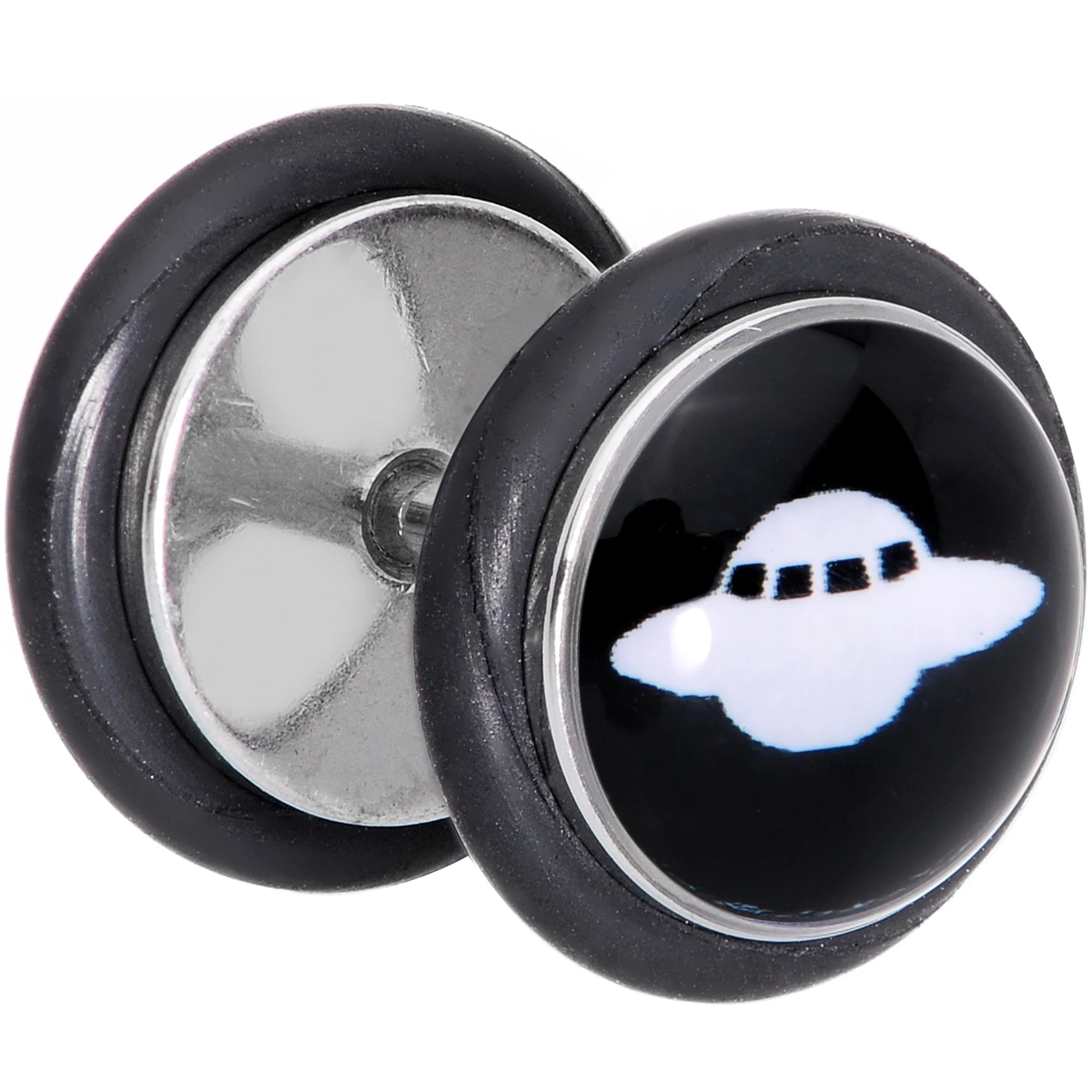 Black White Spaceship UFO Cheater Plug - Image 2
