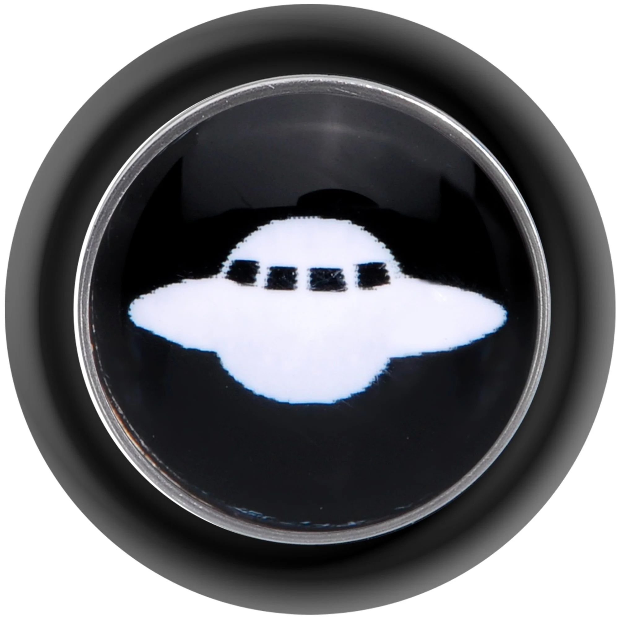 Black White Spaceship UFO Cheater Plug - Image 3