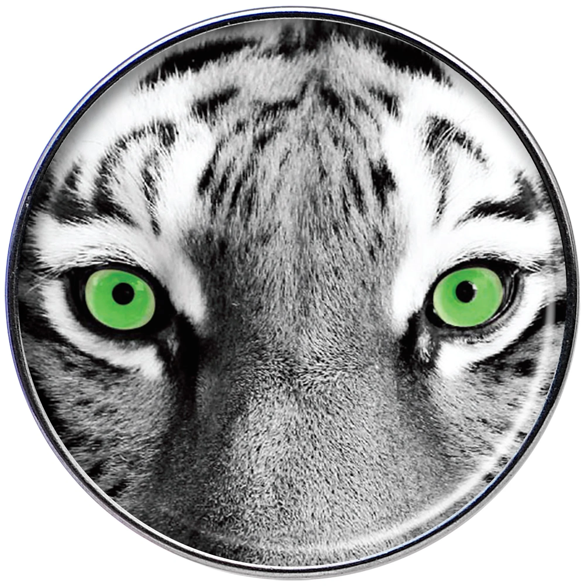 Black White Tiger Eyes Barbell Tongue Ring - Image 2