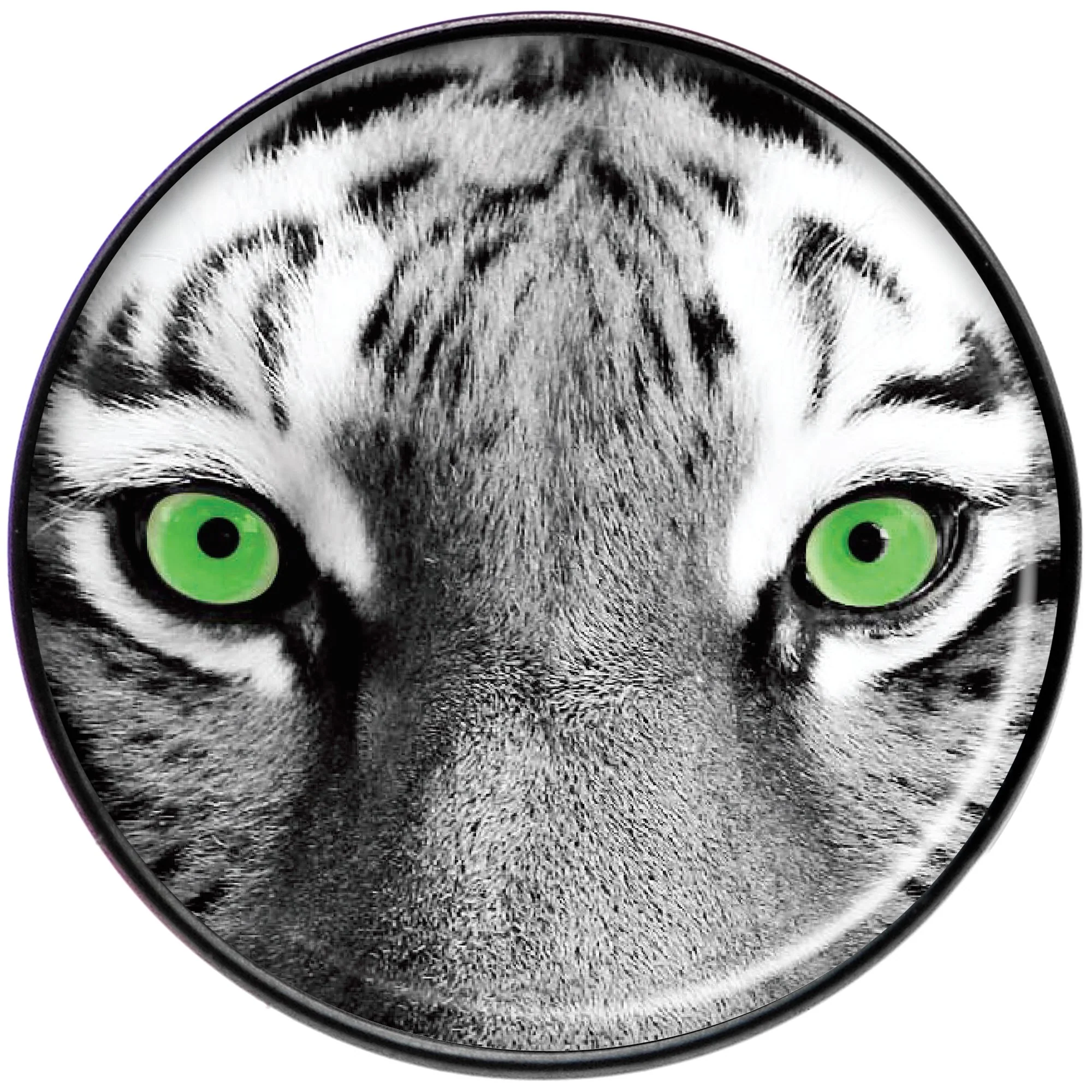 Black White Tiger Eyes Black Barbell Tongue Ring - Image 2