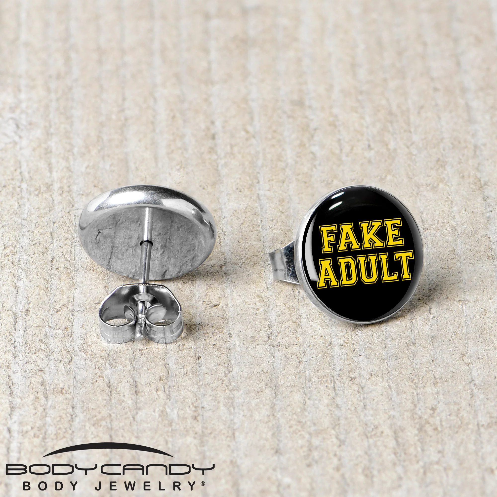 Black Yellow Fake Adult Stud Earrings by Onyx O - Image 5