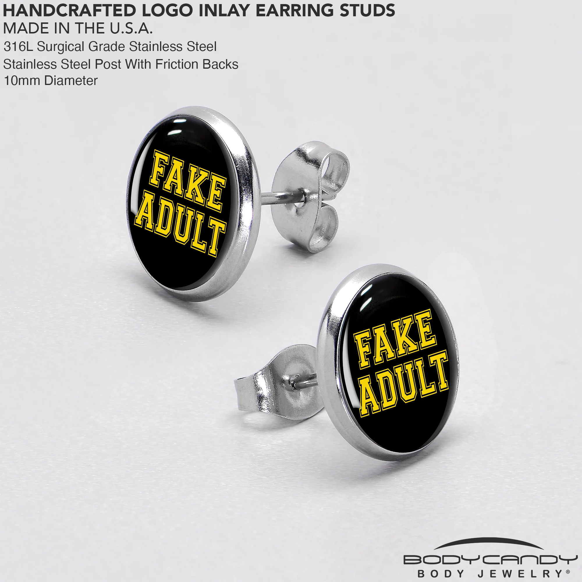 Black Yellow Fake Adult Stud Earrings by Onyx O - Image 7