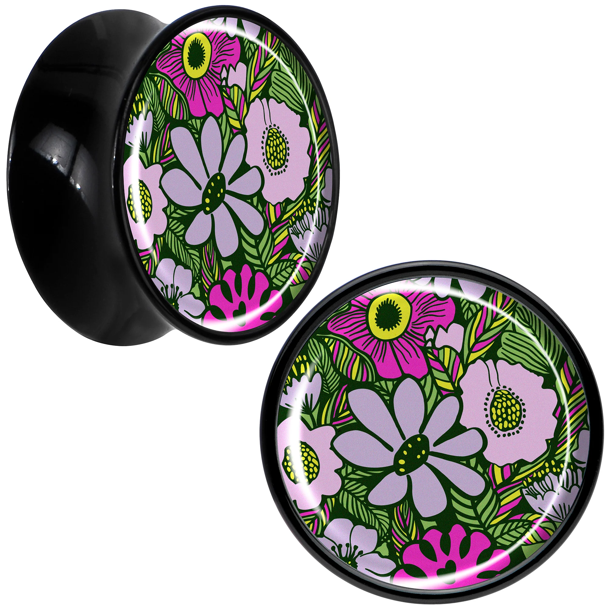 Blossom Creation Paradise of Pink Flowers Black Acrylic Saddle Plug Set by Onyx O - Image 10