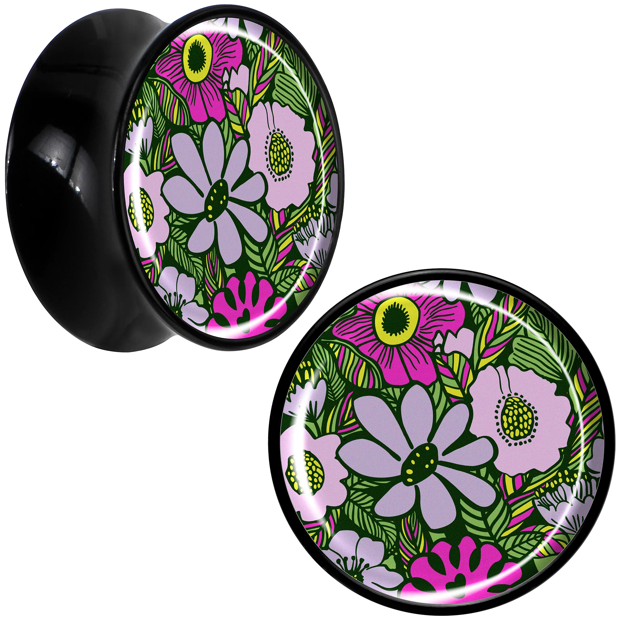 Blossom Creation Paradise of Pink Flowers Black Acrylic Saddle Plug Set by Onyx O - Image 12