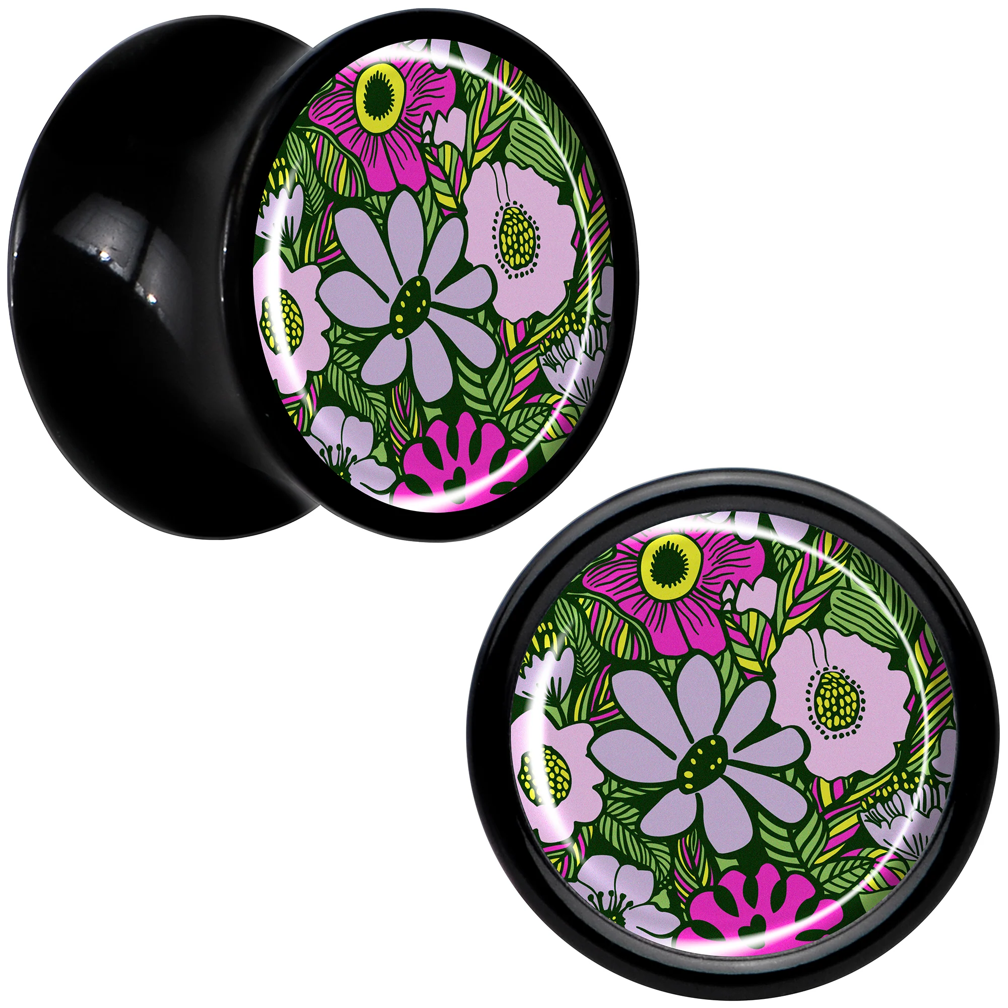 Blossom Creation Paradise of Pink Flowers Black Acrylic Saddle Plug Set by Onyx O - Image 13