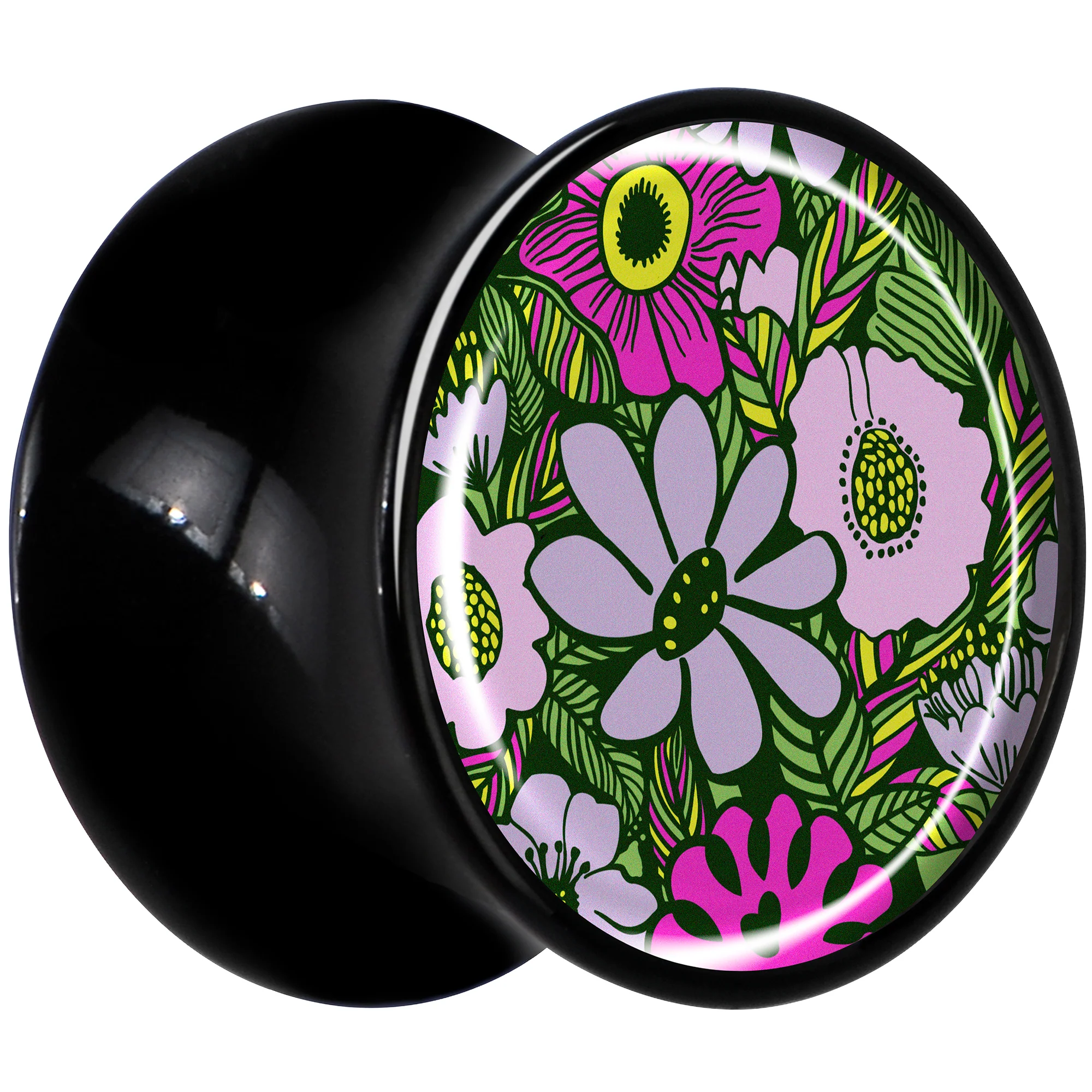 Blossom Creation Paradise of Pink Flowers Black Acrylic Saddle Plug Set by Onyx O - Image 3