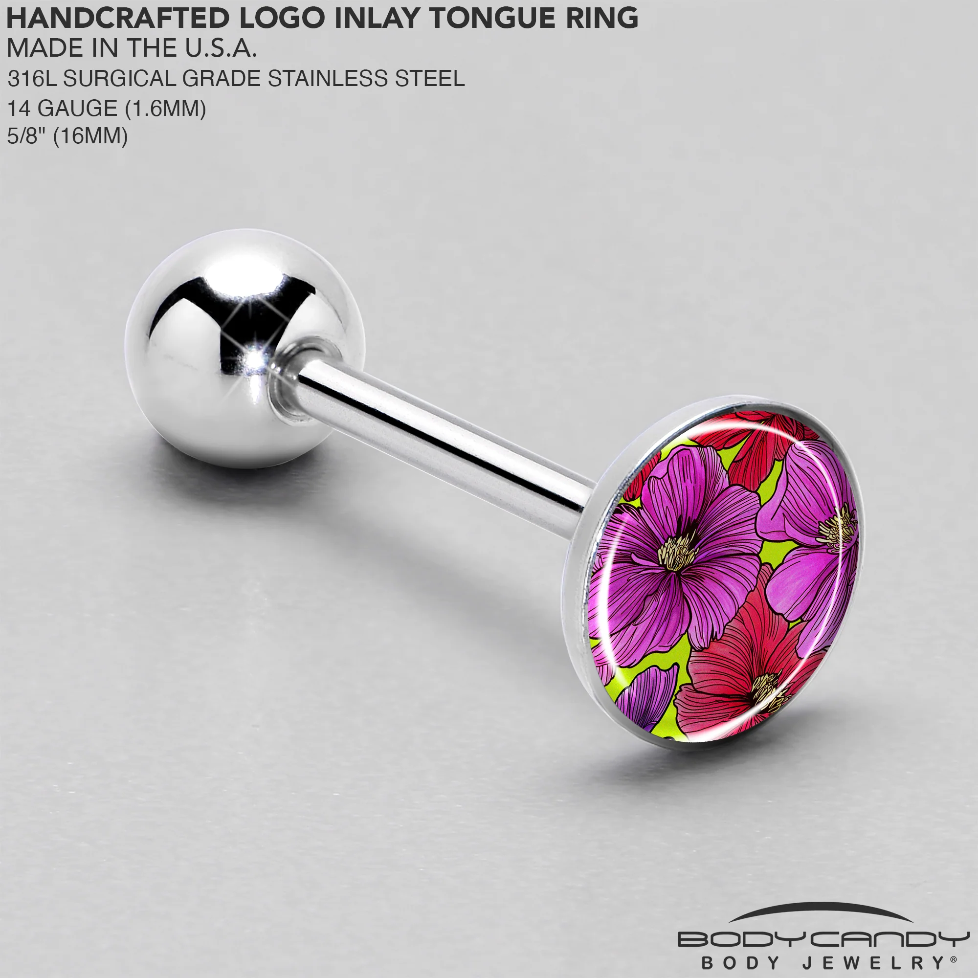 Blossom Creation Tropical Floral Flowers Barbell Tongue Ring by Onyx O - Image 4