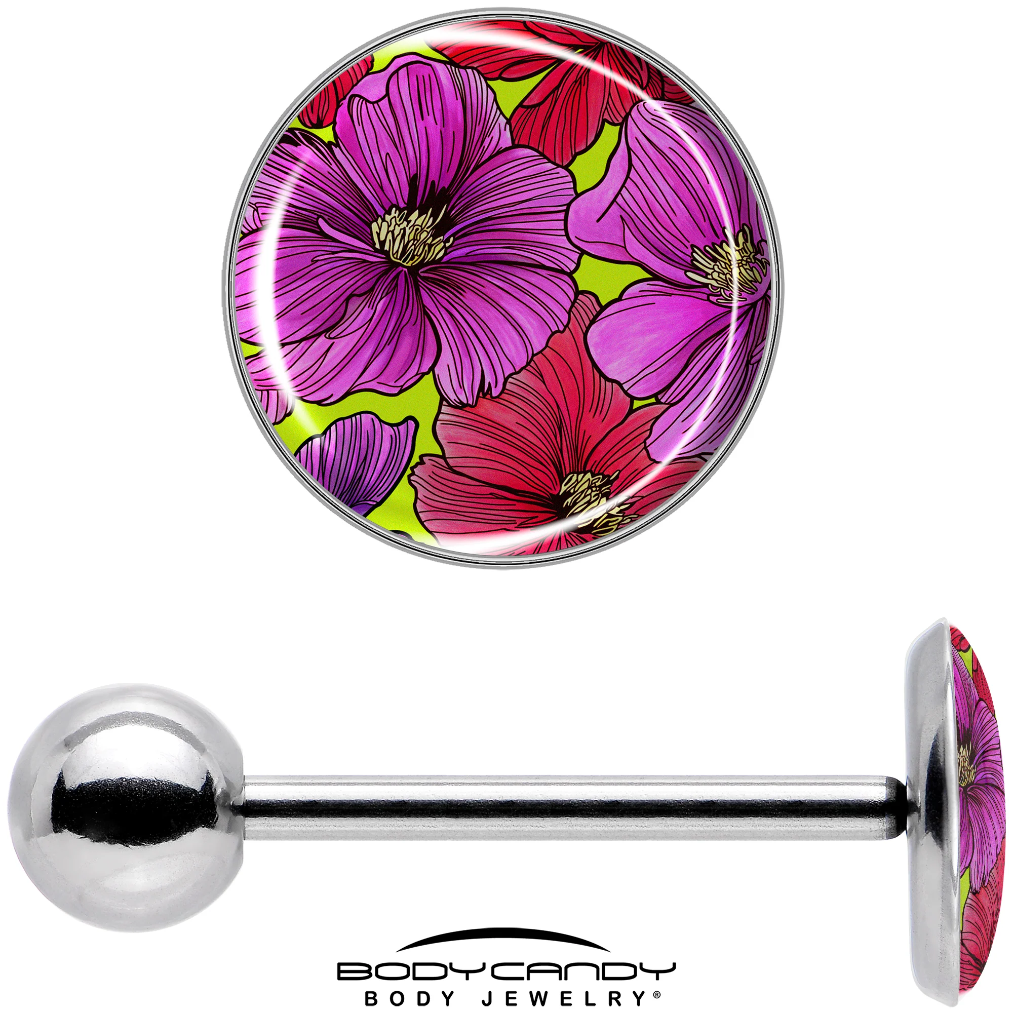 Blossom Creation Tropical Floral Flowers Barbell Tongue Ring by Onyx O - Image 7
