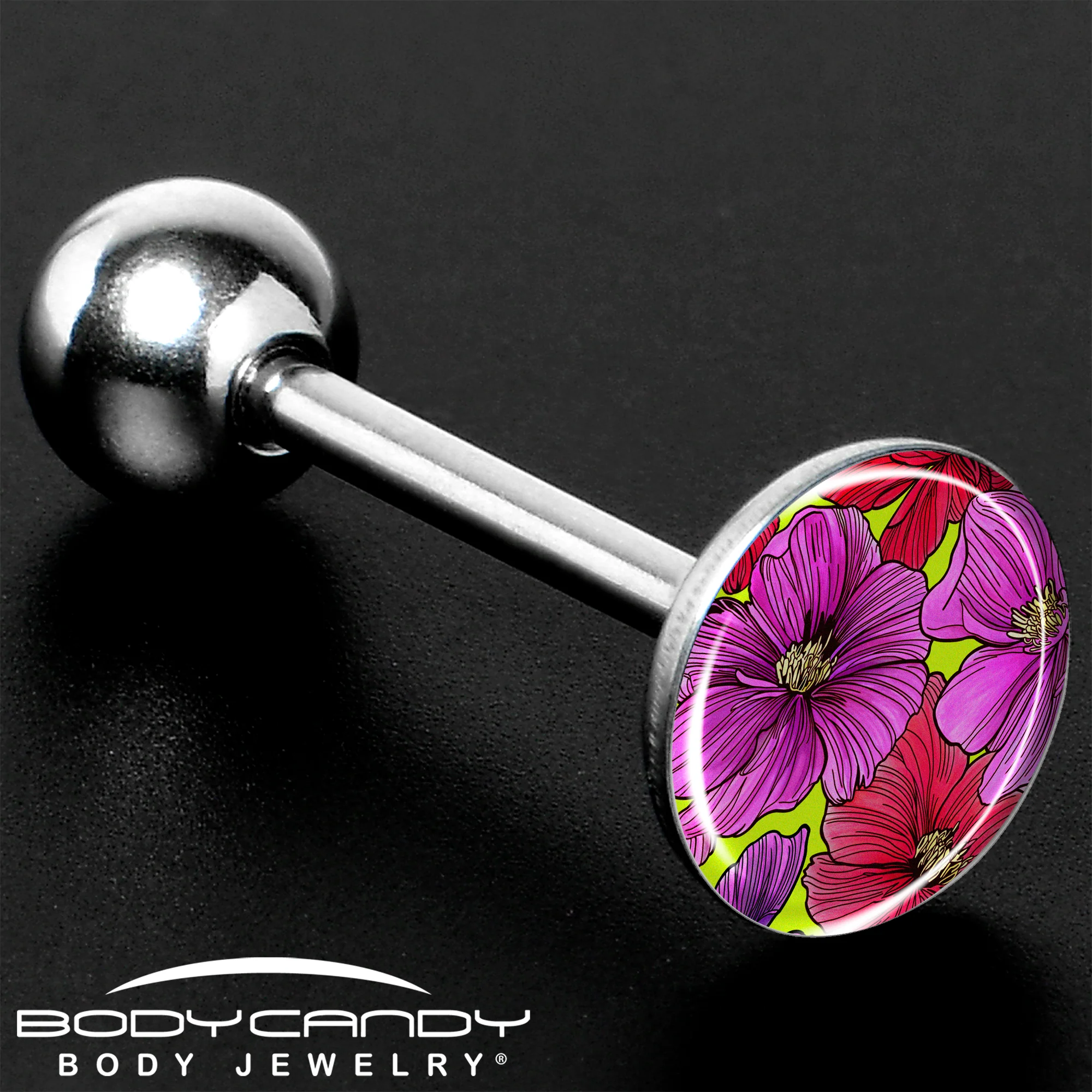 Blossom Creation Tropical Floral Flowers Barbell Tongue Ring by Onyx O - Image 8