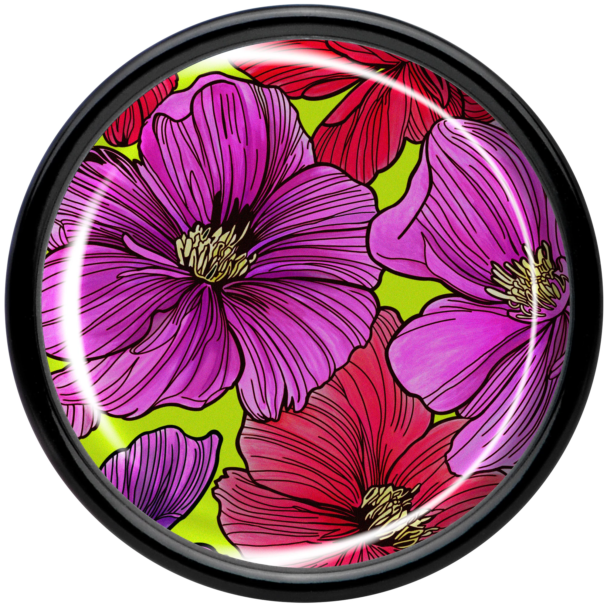 Blossom Creation Tropical Floral Flowers Black Acrylic Saddle Plug Set by Onyx O - Image 4