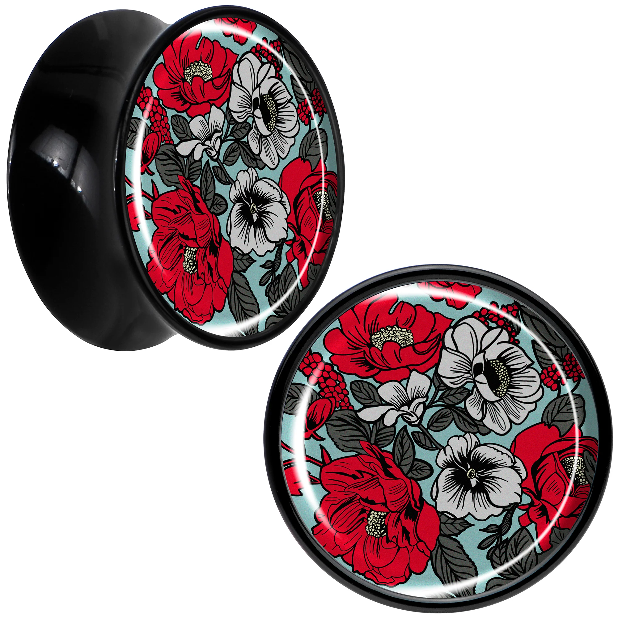 Blossom Creation Vibrant Bloom of Flowers Black Acrylic Saddle Plug Set by Onyx O - Image 10