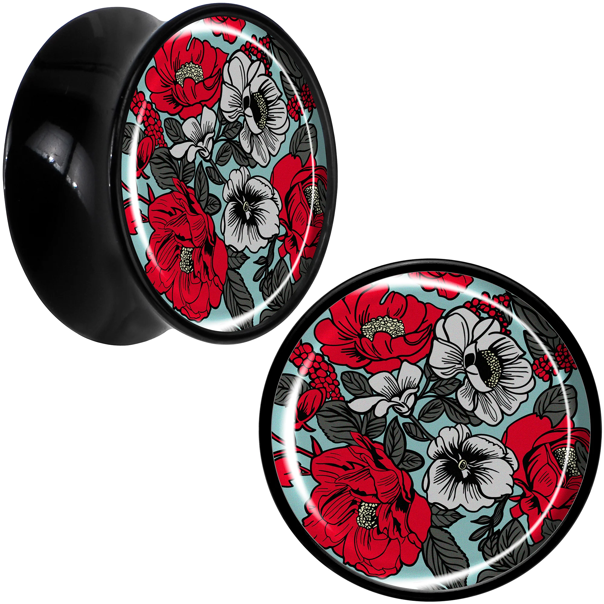 Blossom Creation Vibrant Bloom of Flowers Black Acrylic Saddle Plug Set by Onyx O - Image 11