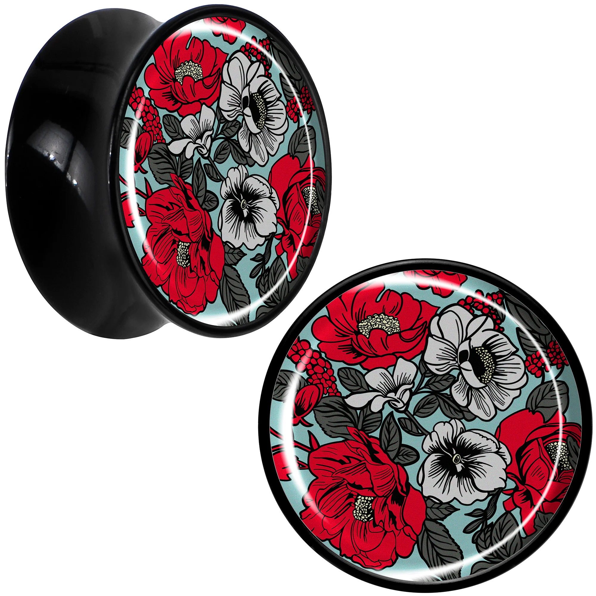 Blossom Creation Vibrant Bloom of Flowers Black Acrylic Saddle Plug Set by Onyx O - Image 12