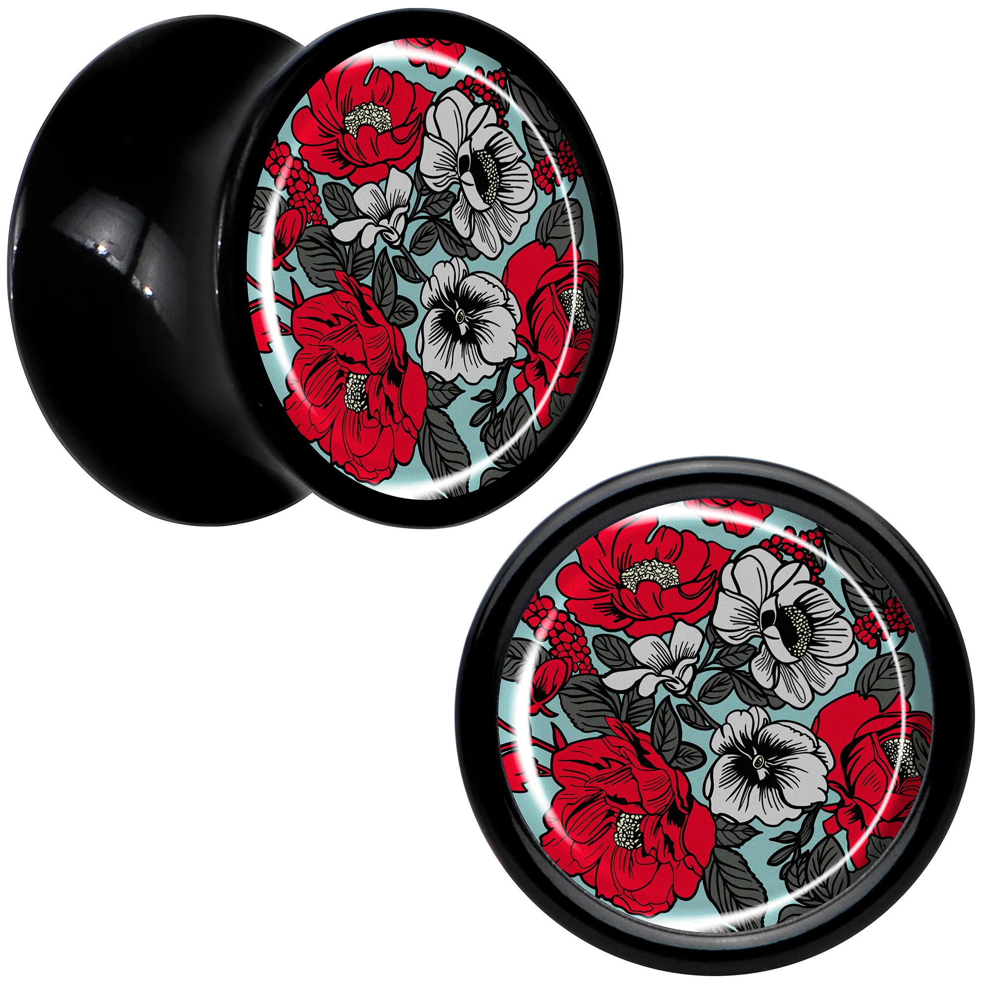 Blossom Creation Vibrant Bloom of Flowers Black Acrylic Saddle Plug Set by Onyx O - Image 13