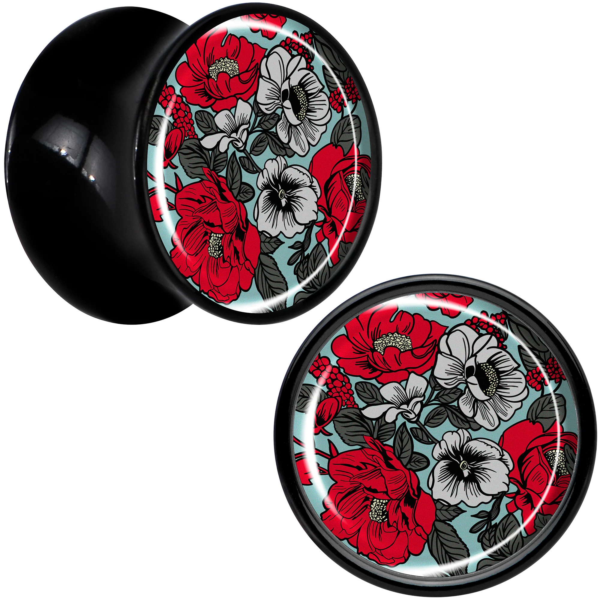 Blossom Creation Vibrant Bloom of Flowers Black Acrylic Saddle Plug Set by Onyx O - Image 8
