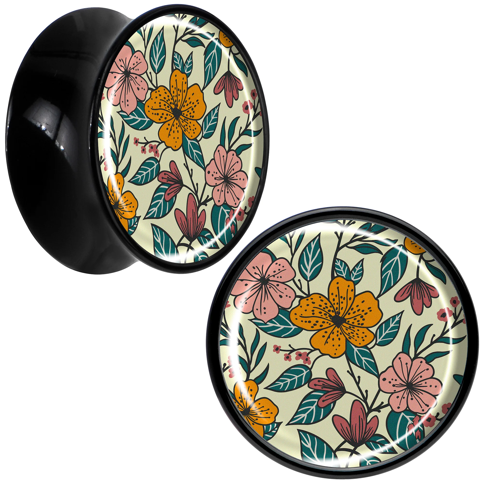 Blossom Creation Wildflower Flowers Black Acrylic Saddle Plug Set by Onyx O - Image 10