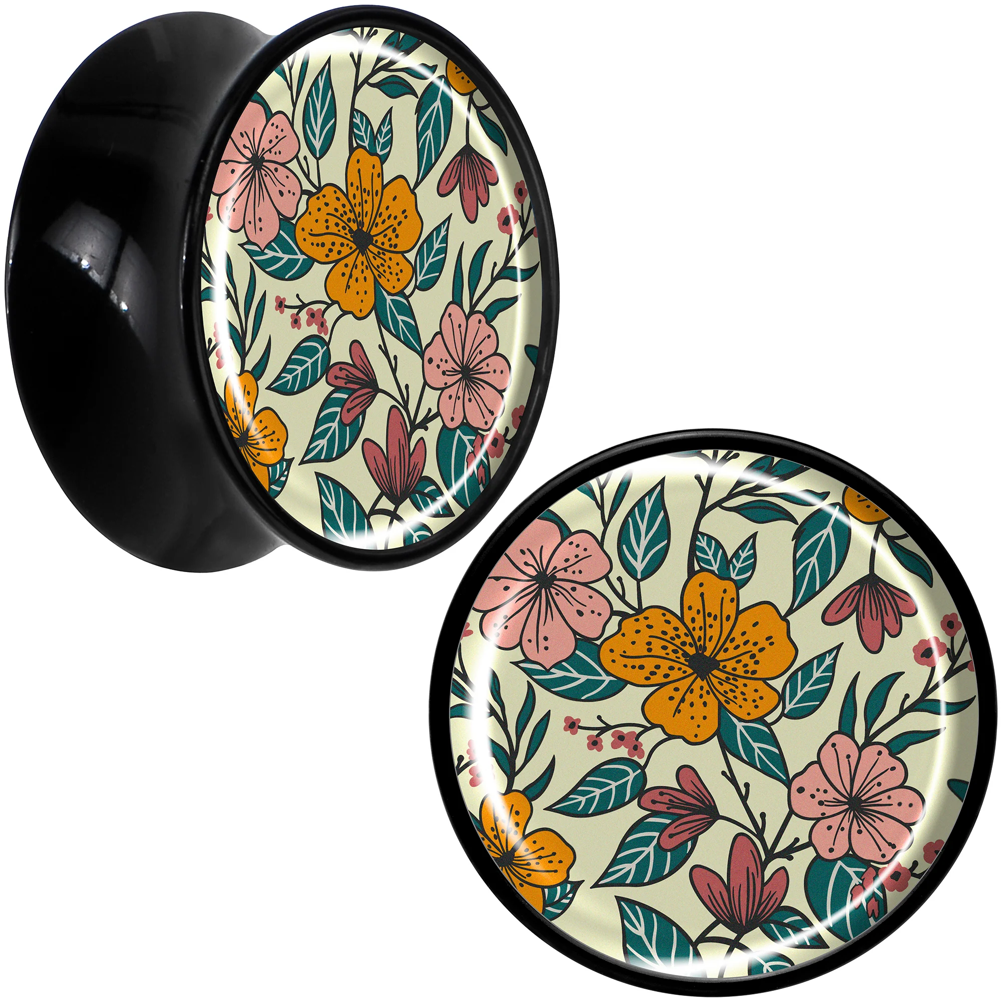 Blossom Creation Wildflower Flowers Black Acrylic Saddle Plug Set by Onyx O - Image 11