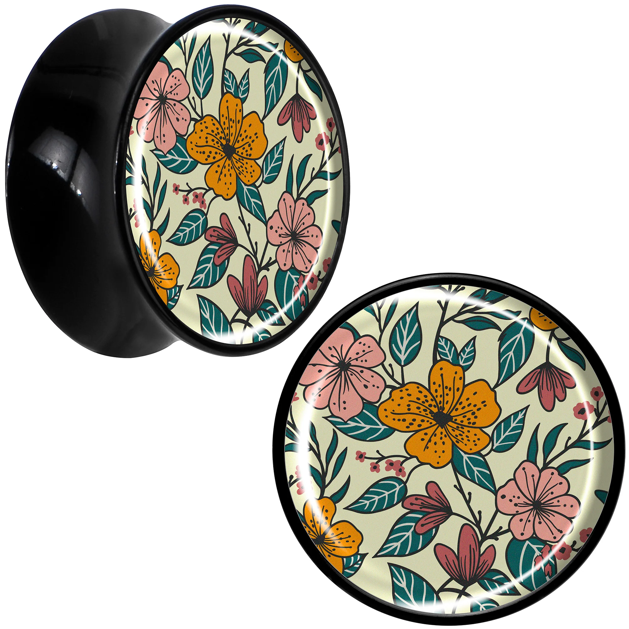 Blossom Creation Wildflower Flowers Black Acrylic Saddle Plug Set by Onyx O - Image 12