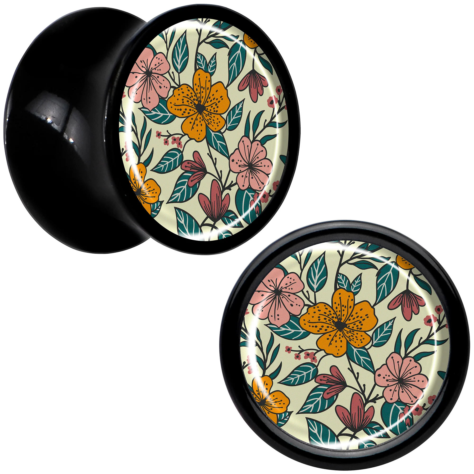 Blossom Creation Wildflower Flowers Black Acrylic Saddle Plug Set by Onyx O - Image 13