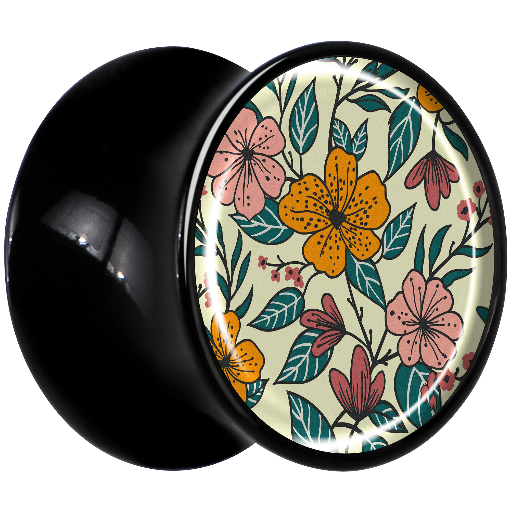 Blossom Creation Wildflower Flowers Black Acrylic Saddle Plug Set by Onyx O - Image 3