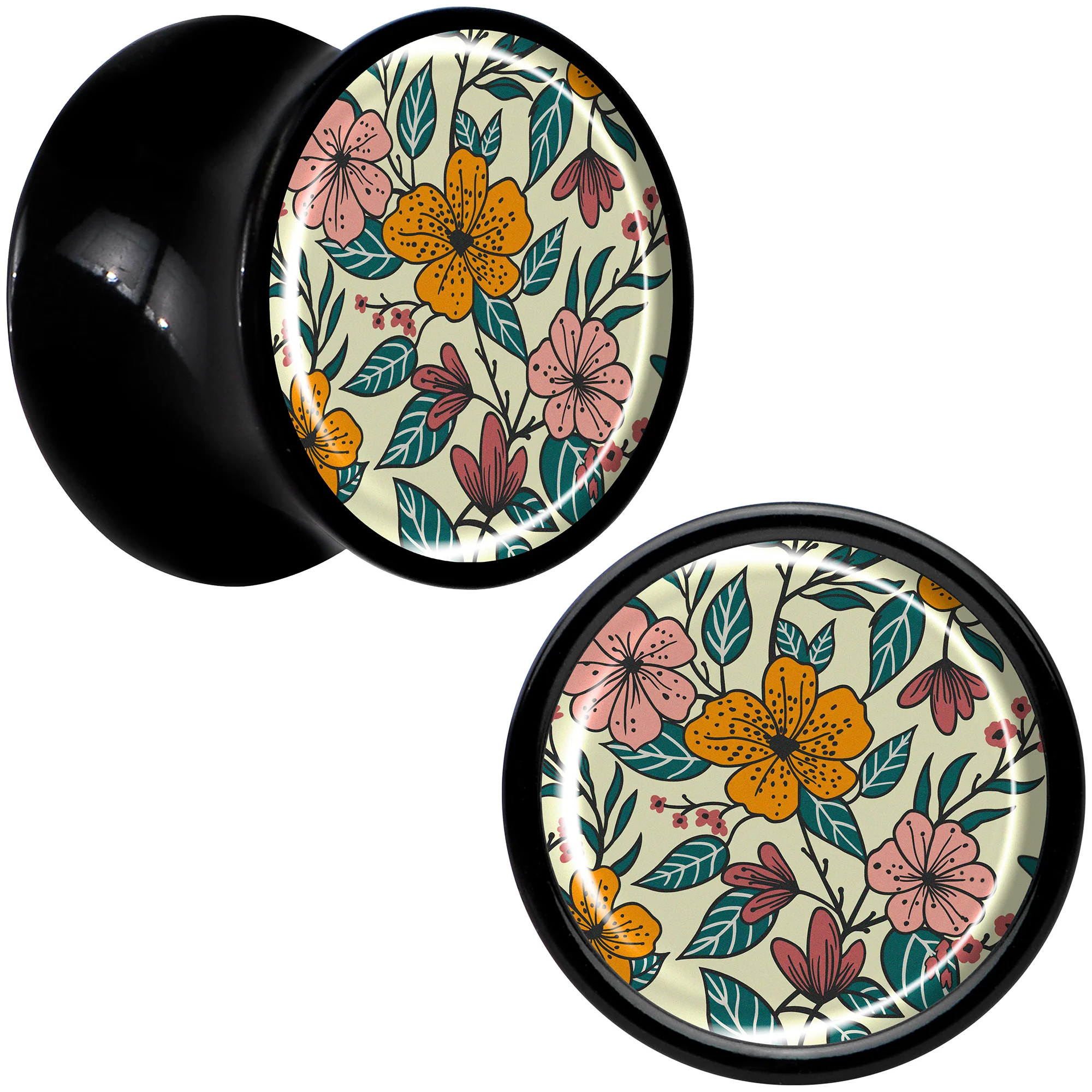 Blossom Creation Wildflower Flowers Black Acrylic Saddle Plug Set by Onyx O - Image 6