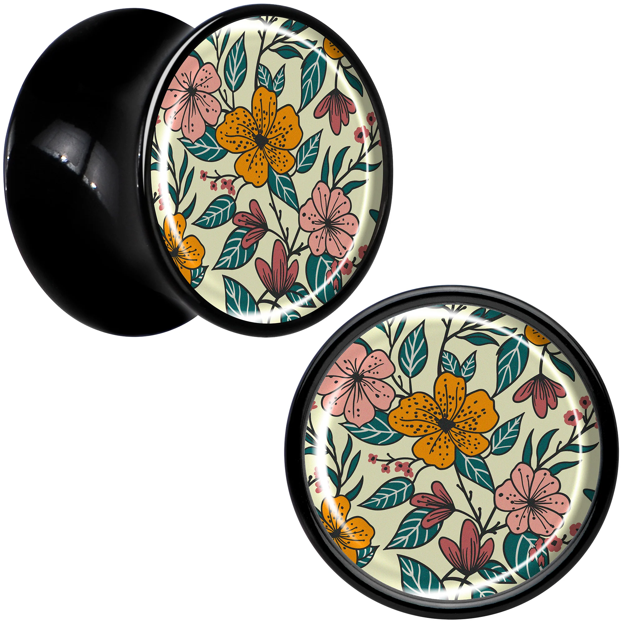 Blossom Creation Wildflower Flowers Black Acrylic Saddle Plug Set by Onyx O - Image 7