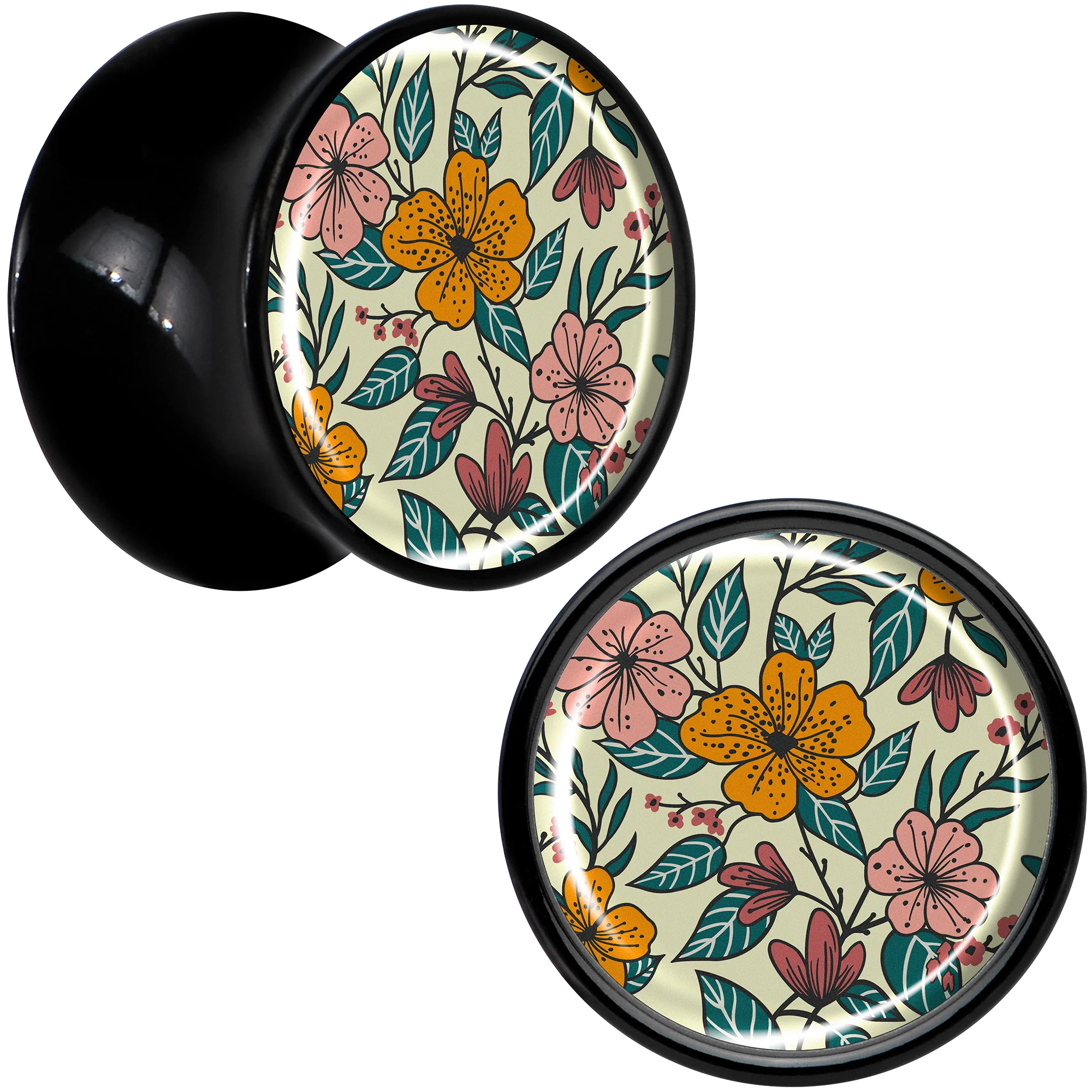 Blossom Creation Wildflower Flowers Black Acrylic Saddle Plug Set by Onyx O - Image 8