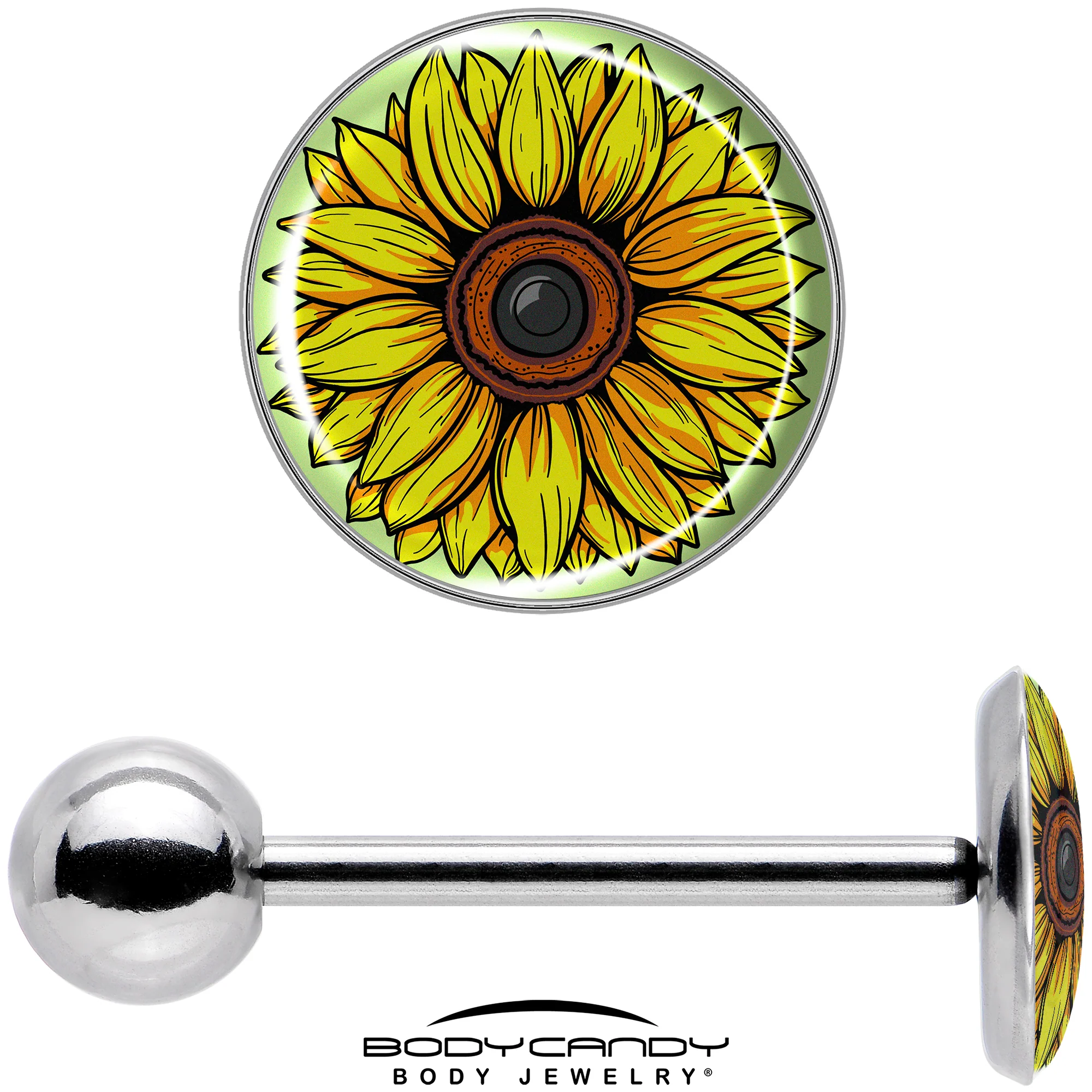 Blossom Creation Yellow Sunflower Barbell Tongue Ring by Onyx O - Image 7
