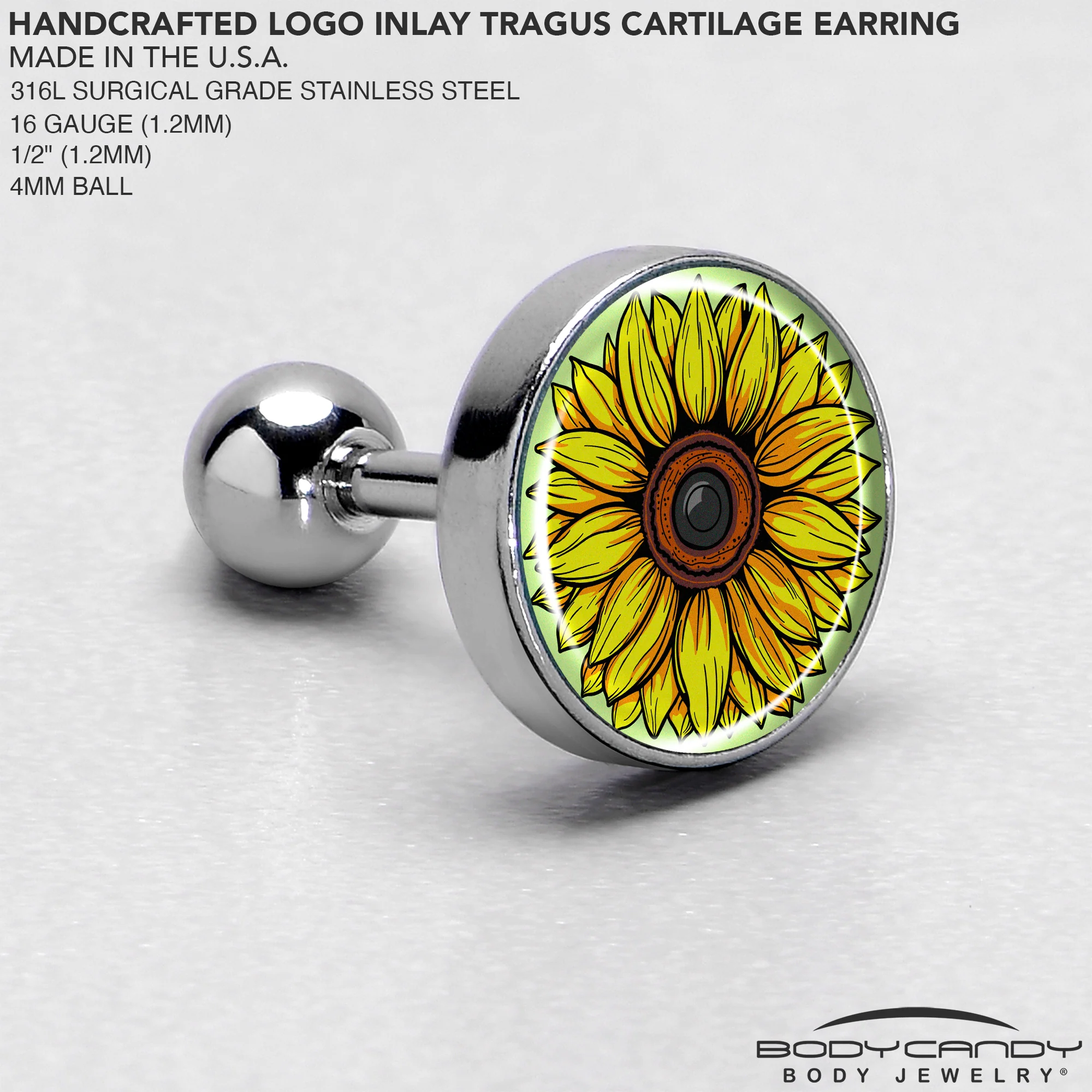 Blossom Creation Yellow Sunflower Tragus Cartilage Earring by Onyx O - Image 4