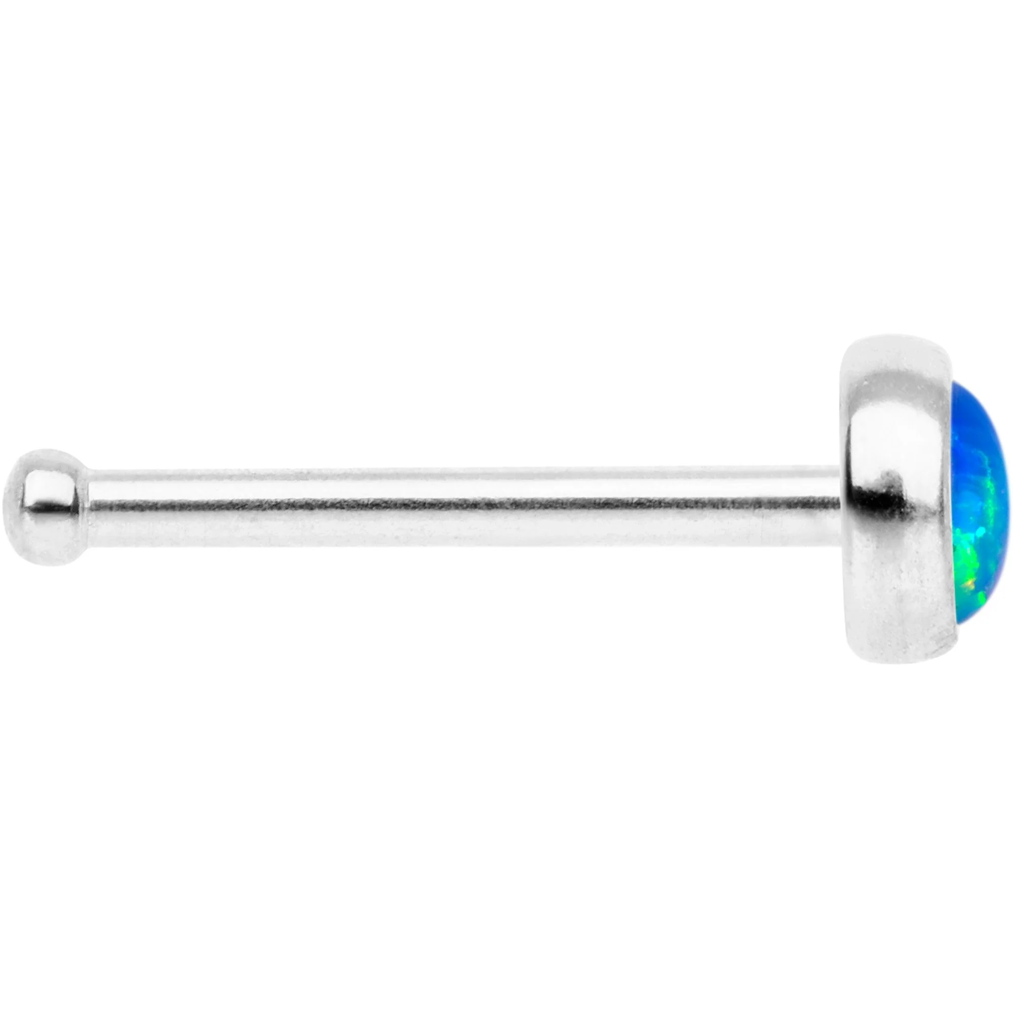 Blue 3mm Synthetic Opal Press Fit Nose Bone - Image 2