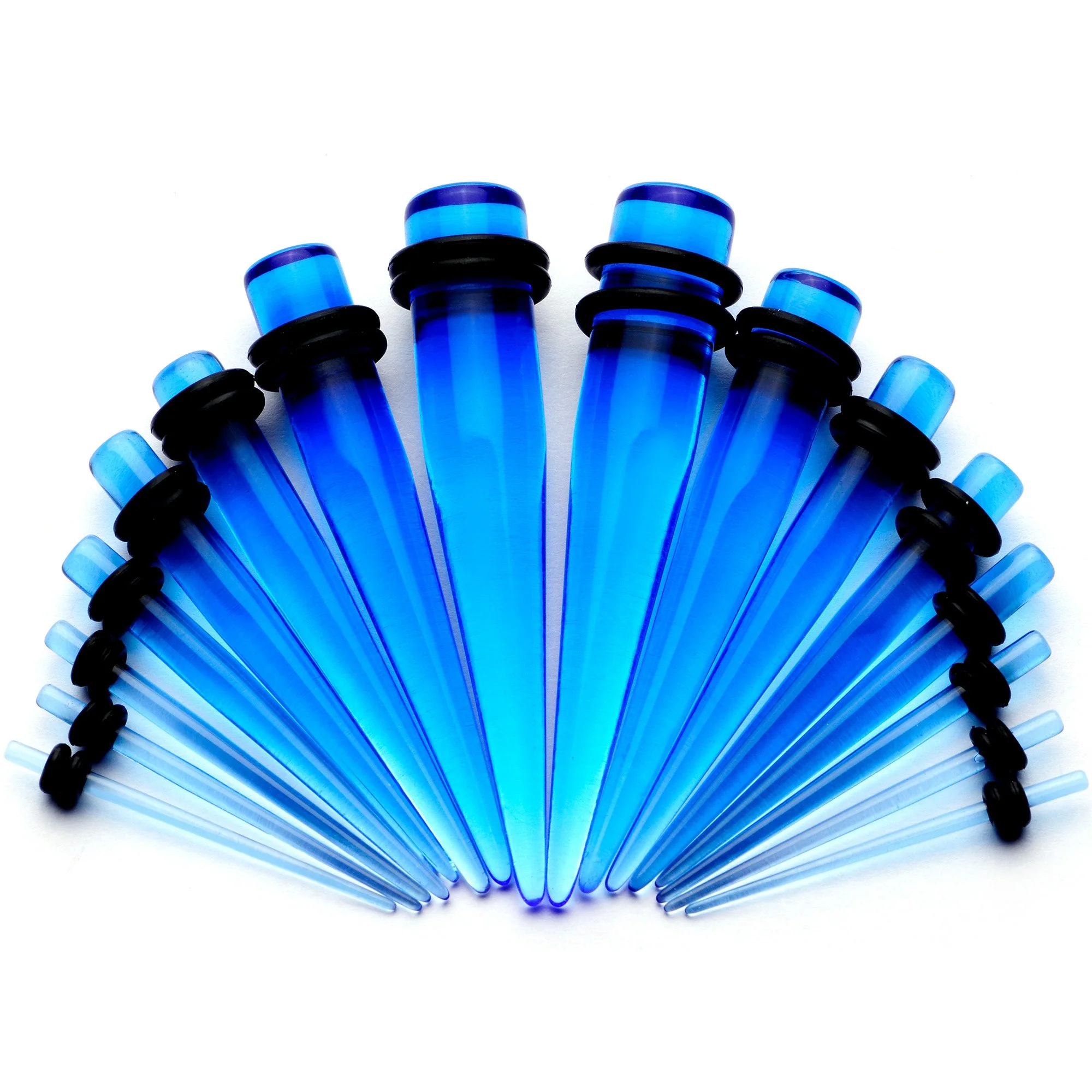 Blue Acrylic Straight Taper Set Available in Sizes  14G to 00G - Image 2