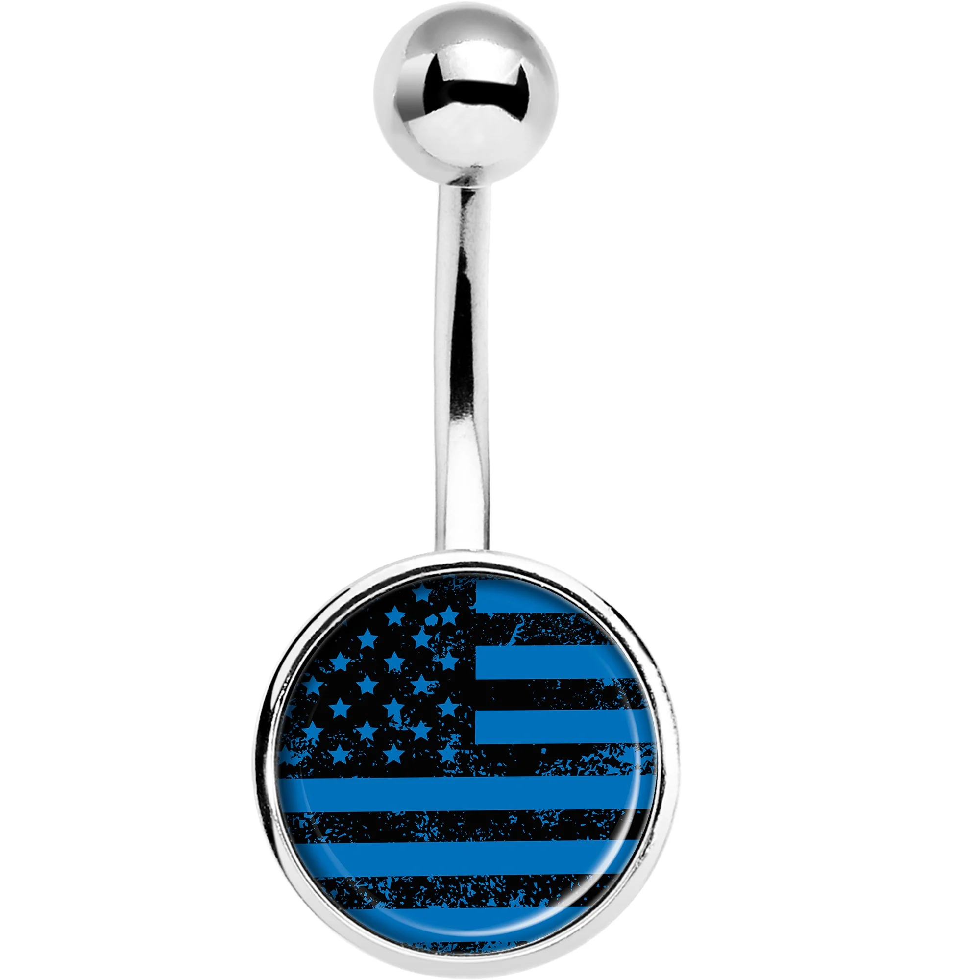 Blue American Flag Belly Ring - Image 2