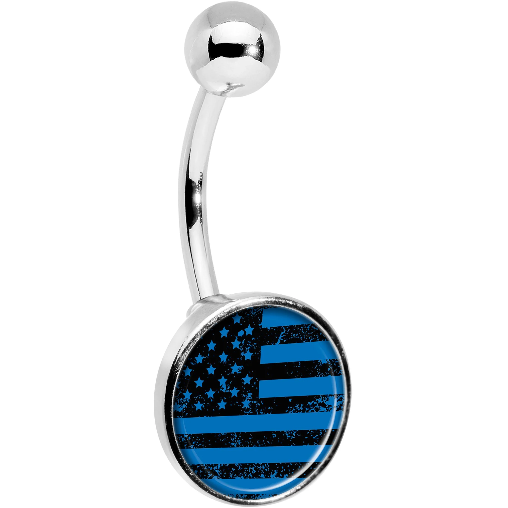 Blue American Flag Belly Ring - Image 3