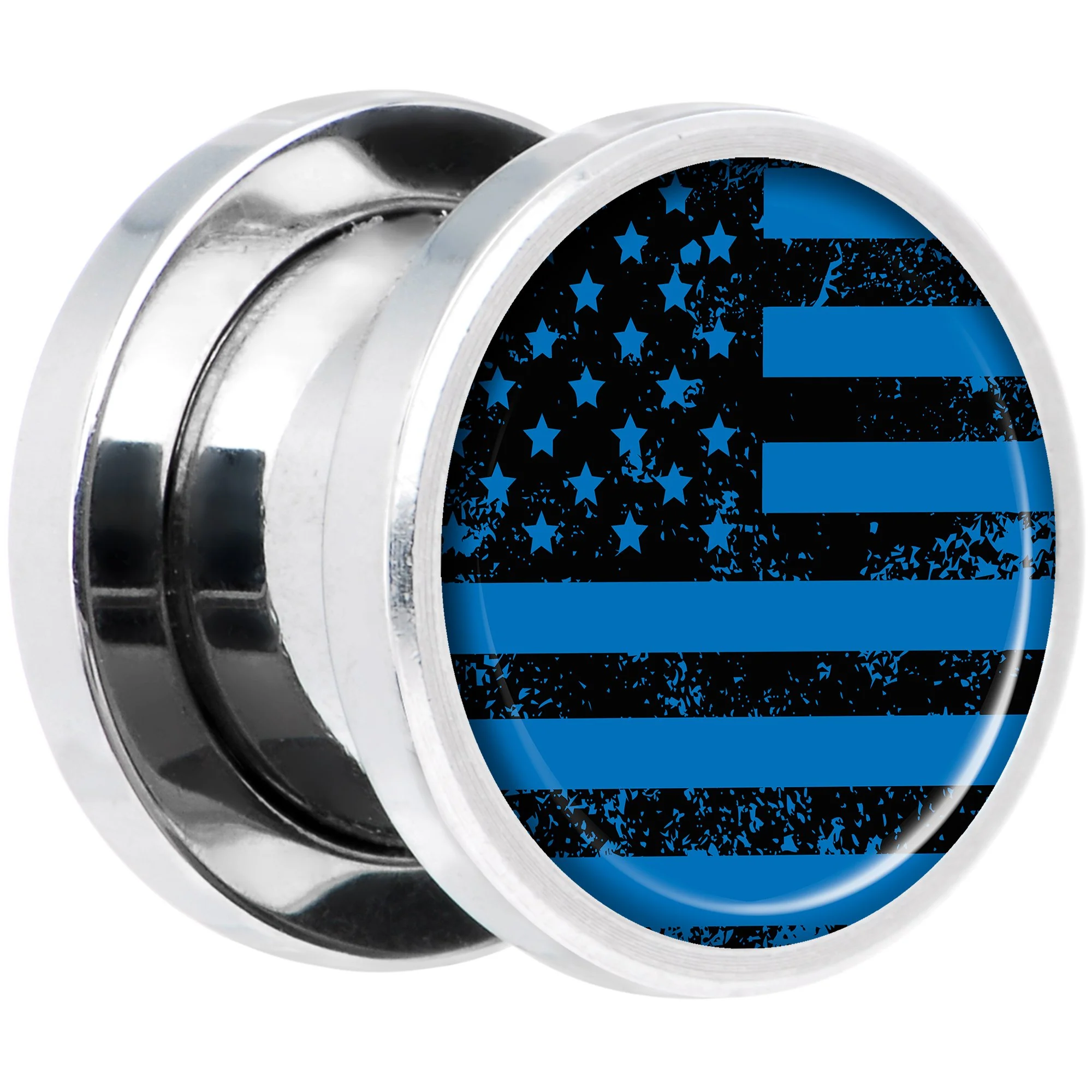 Blue American Flag Steel Screw Fit Plug Set 00G - Image 2