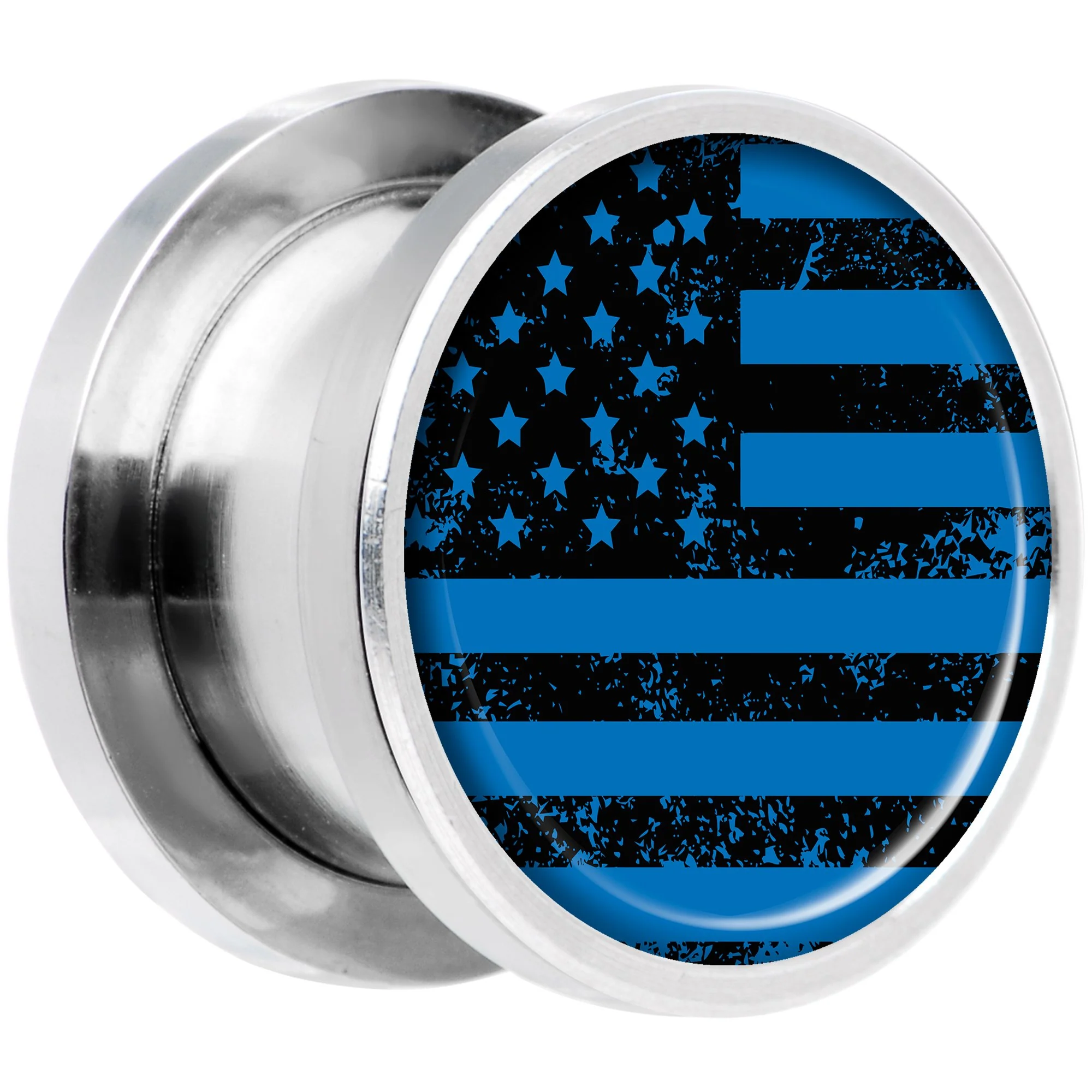 Blue American Flag Steel Screw Fit Plug Set 1/2 - Image 2