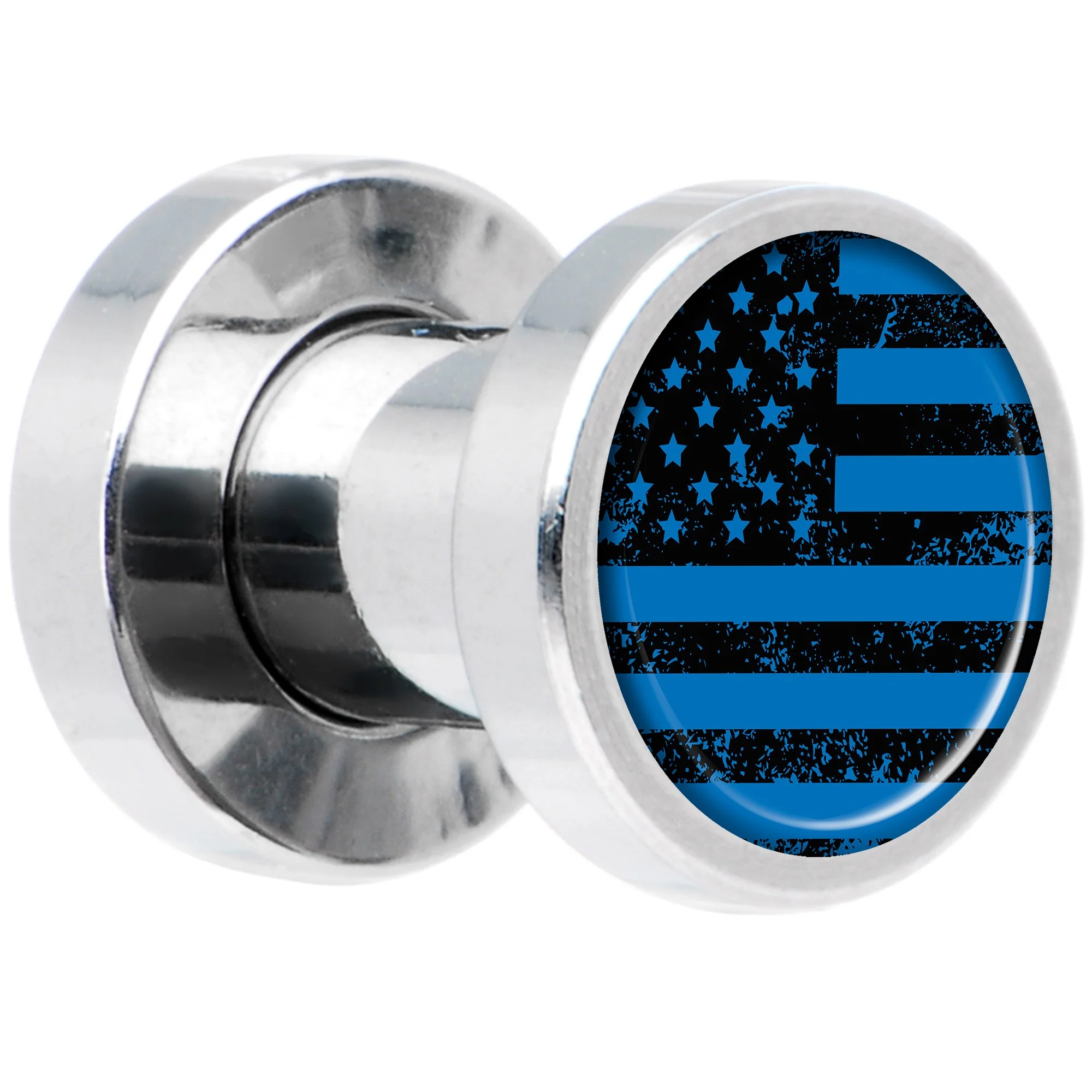 Blue American Flag Steel Screw Fit Plug Set 4G - Image 2